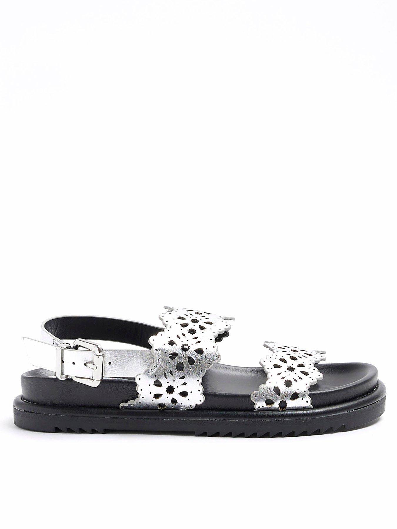 River island silver online sandals