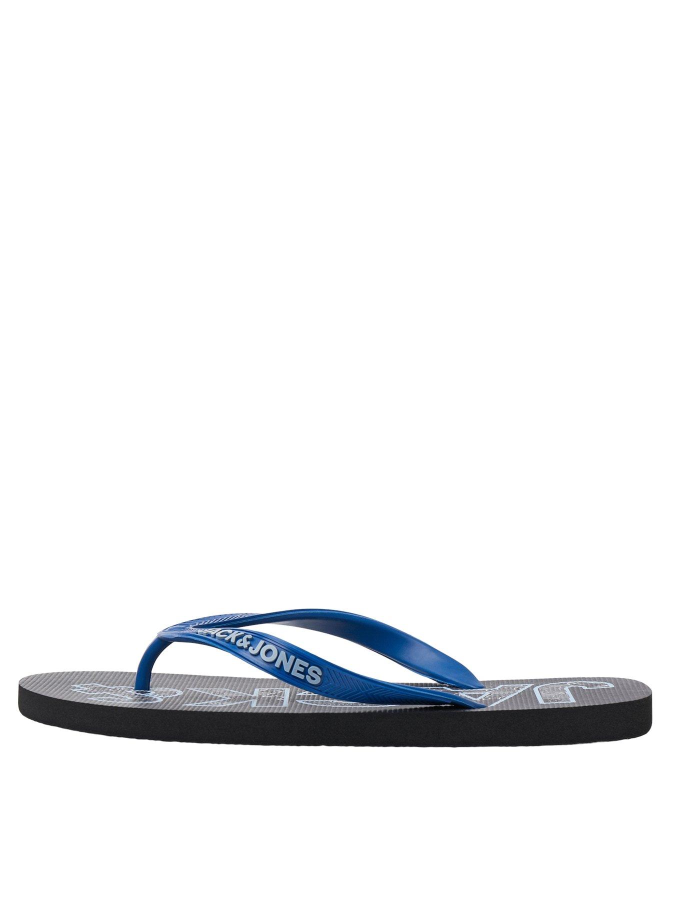undefined Boys Nautical Palm Logo Flip Flops - Anthracite