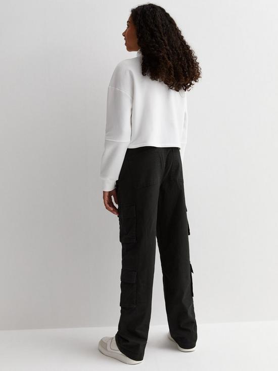 stillFront image of new-look-915-girls-black-straight-leg-cargo-pocket-trousers
