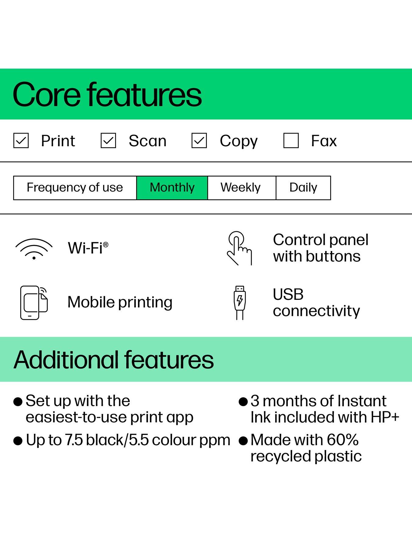 Image 6 of 8 of HP DeskJet 2820e All-in-One Wireless Colour Printer with 3 months of Instant Ink Included with HP+ - Cement