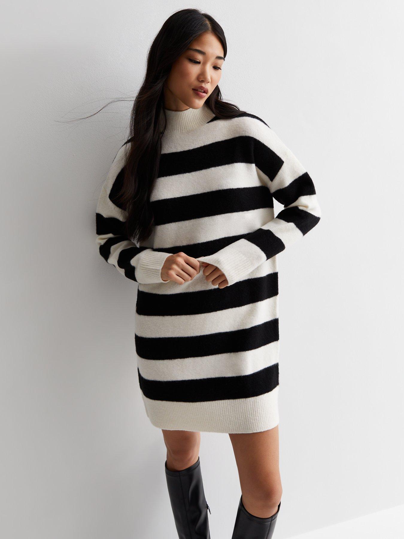 New look black outlet and white striped dress