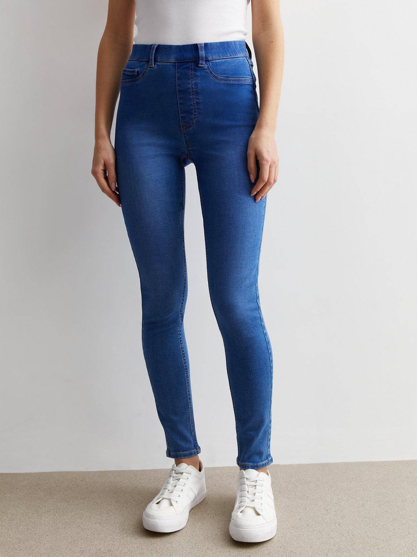 Navy Coated Leather-Look Mid Rise Lift & Shape Emilee Jeggings