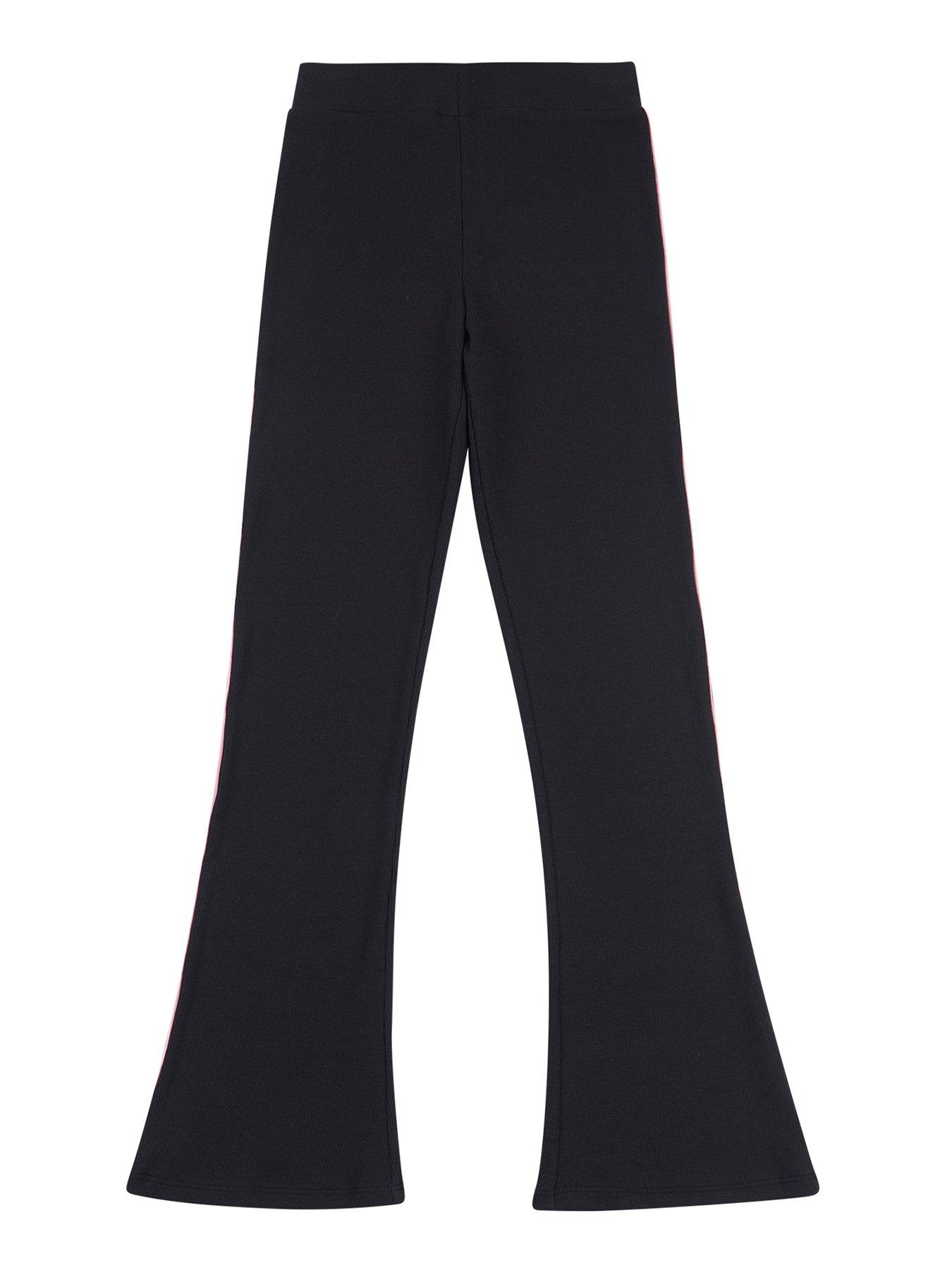 Cotton 2 Pack Black & Chocolate High Waisted Flared Trousers