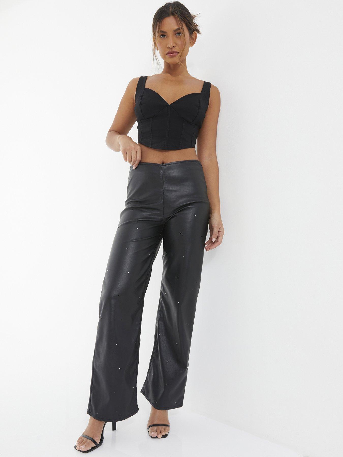 Quiz Faux Leather Zip Trousers