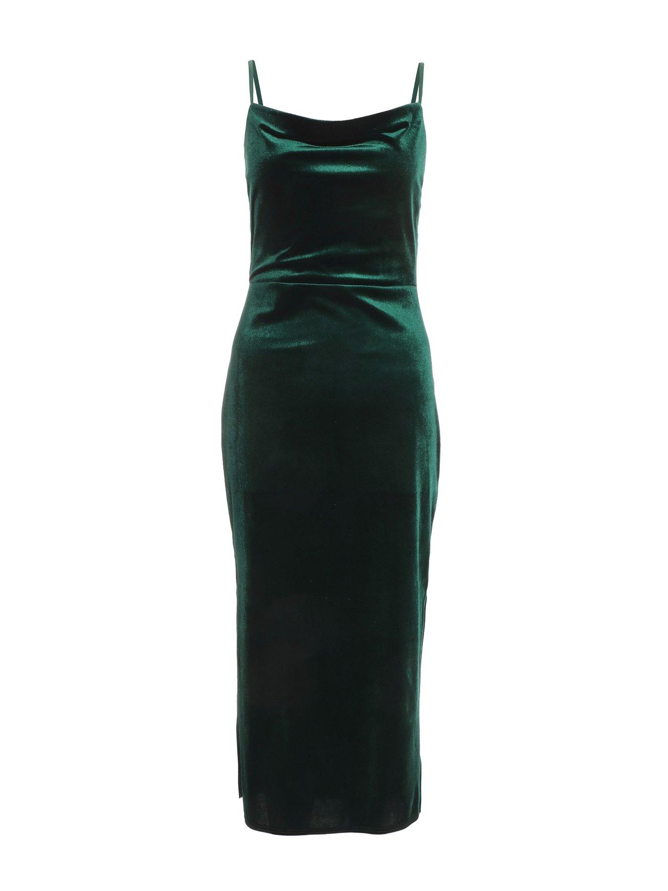 Quiz bottle green velvet dress sale