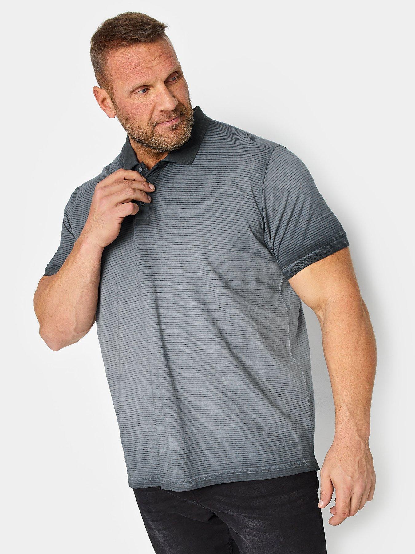 undefined Striped Jersey Polo Shirt - Grey