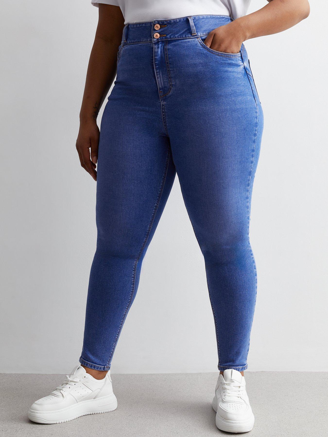 Bright Blue Mid Rise Lift & Shape Emilee Jeggings, New Look