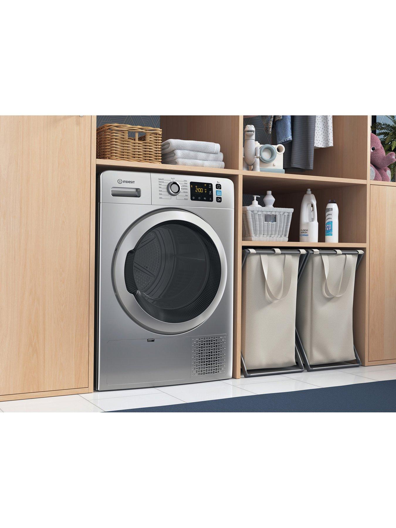  image of indesit-pushampgo-ytm1182ssxuk-8kg-heat-pump-freestanding-tumble-dryer-silver