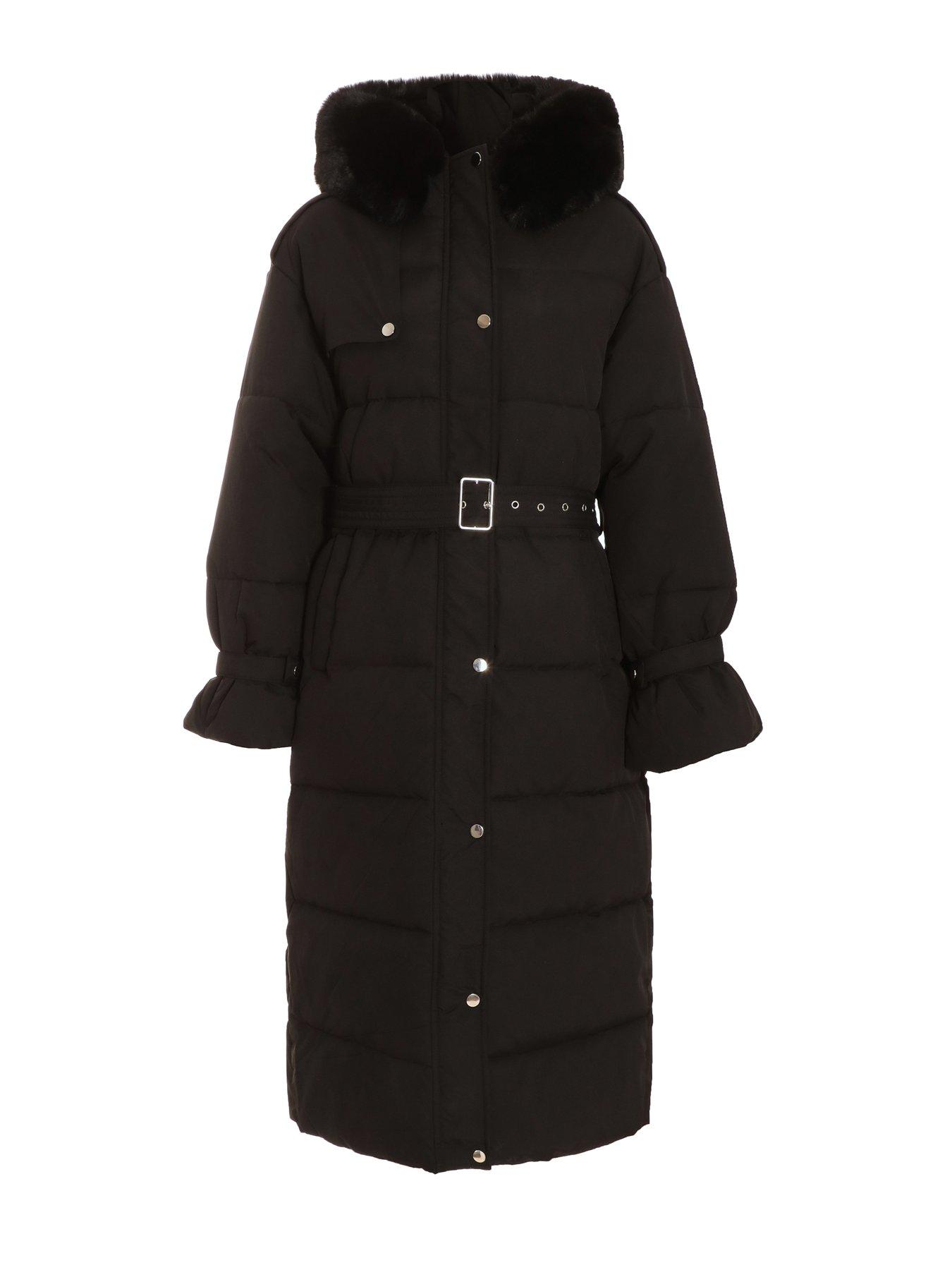 Black Padded Long Line Jacket