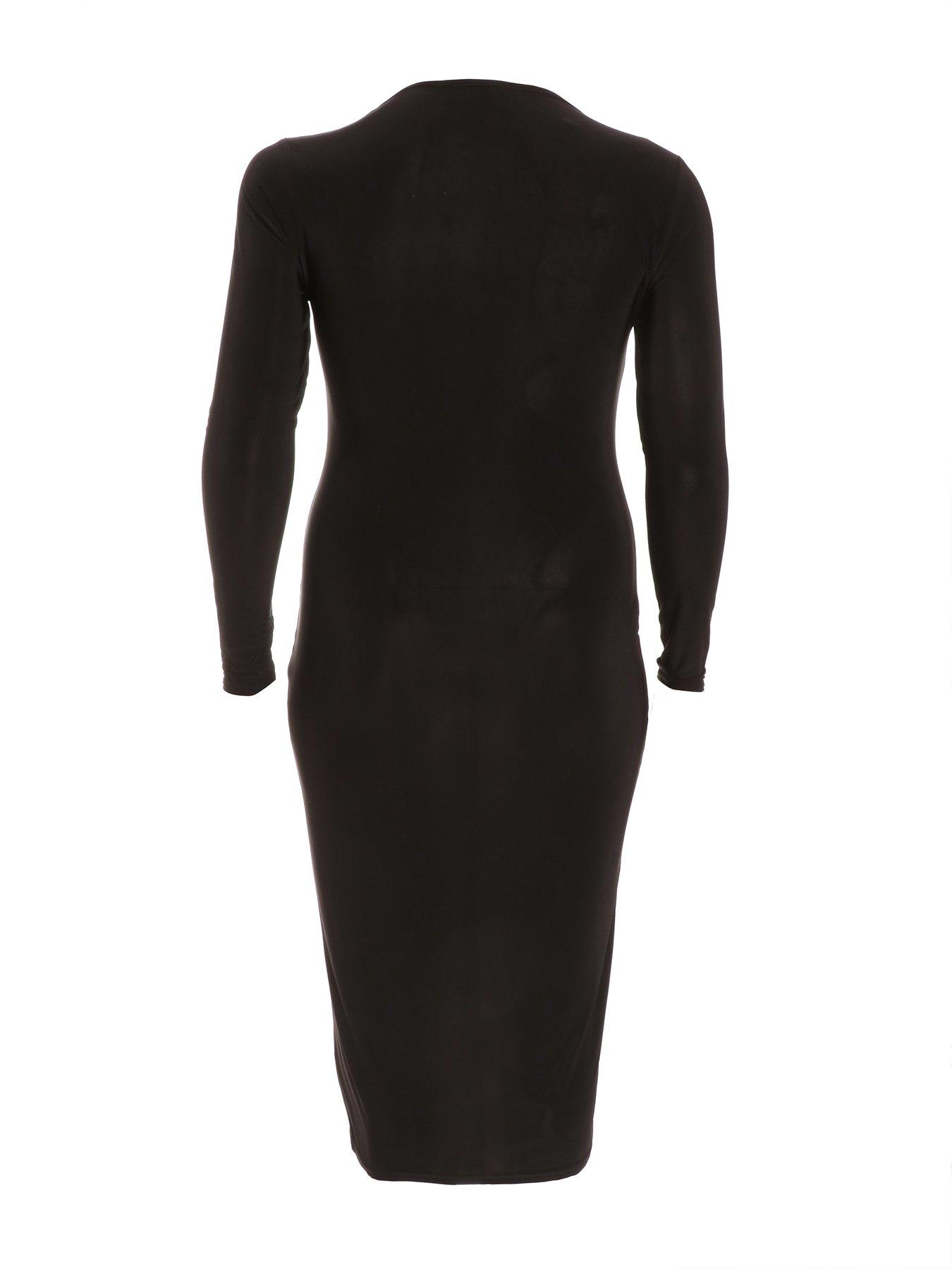  image of quiz-curve-curve-black-bodycon-midi-dress-black
