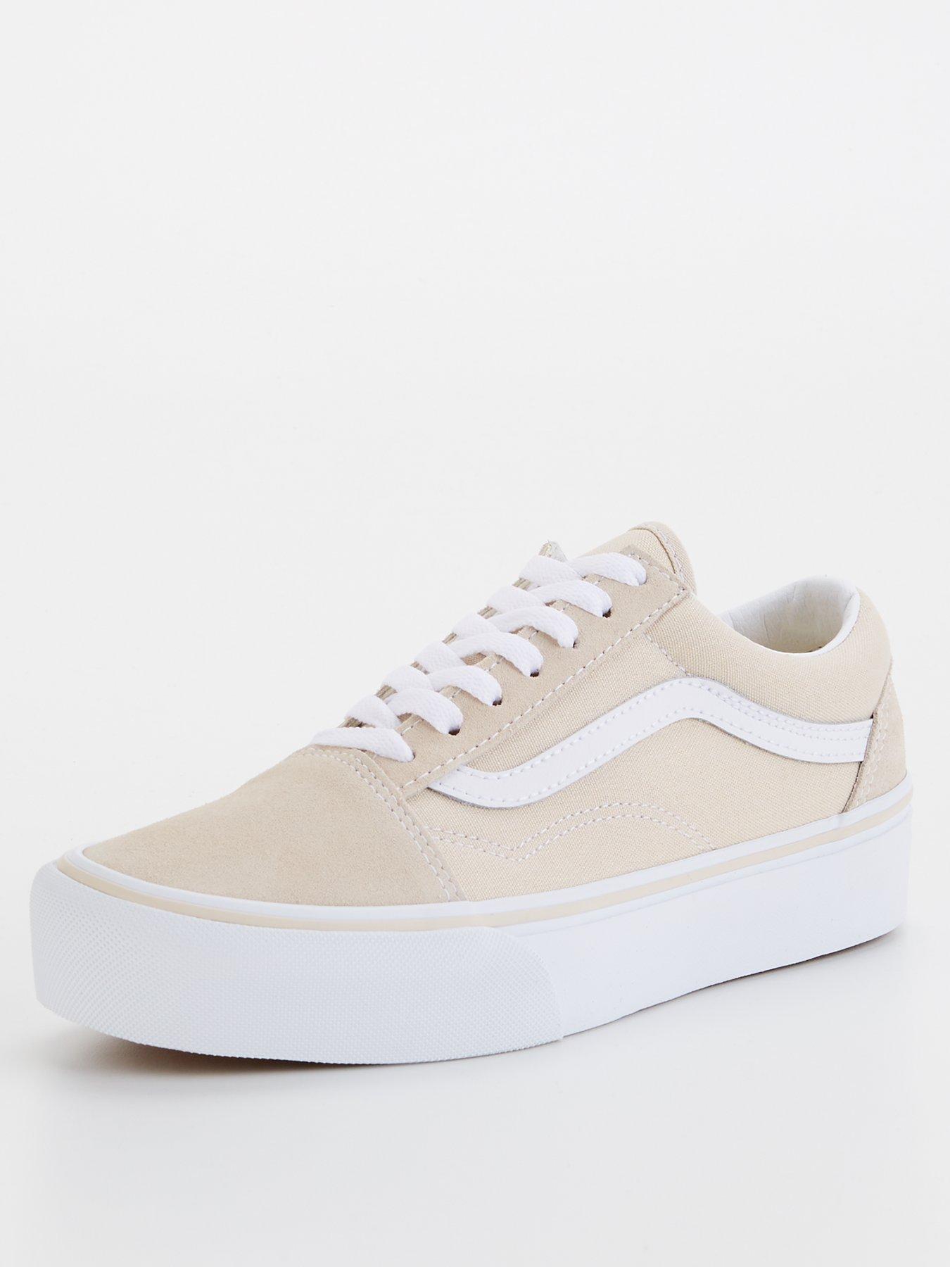 Vans Womens Old Skool Platform Trainers Blue Beige Littlewoods