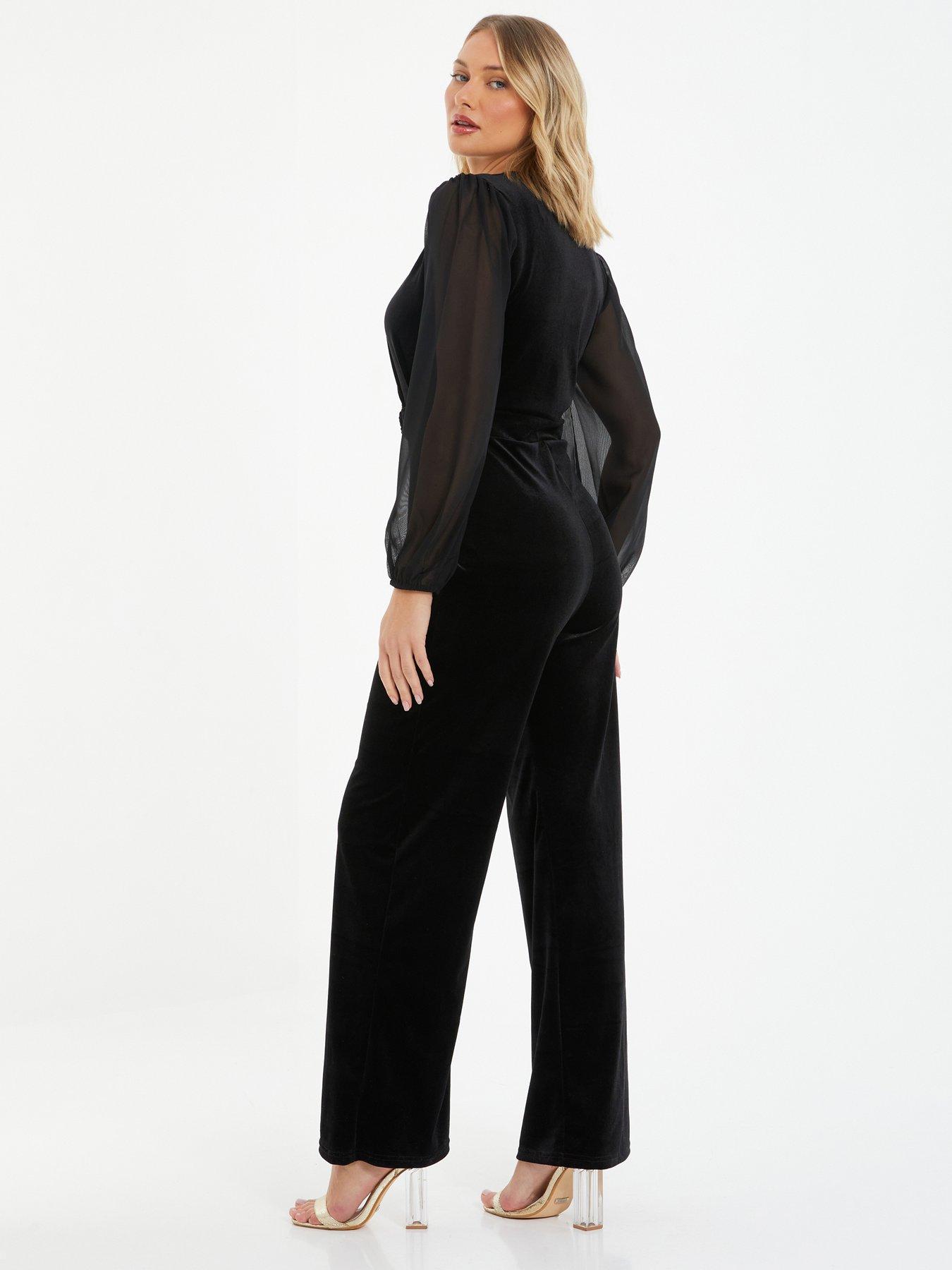 Quiz Black Chiffon Wrap Palazzo Buckle Jumpsuit littlewoods