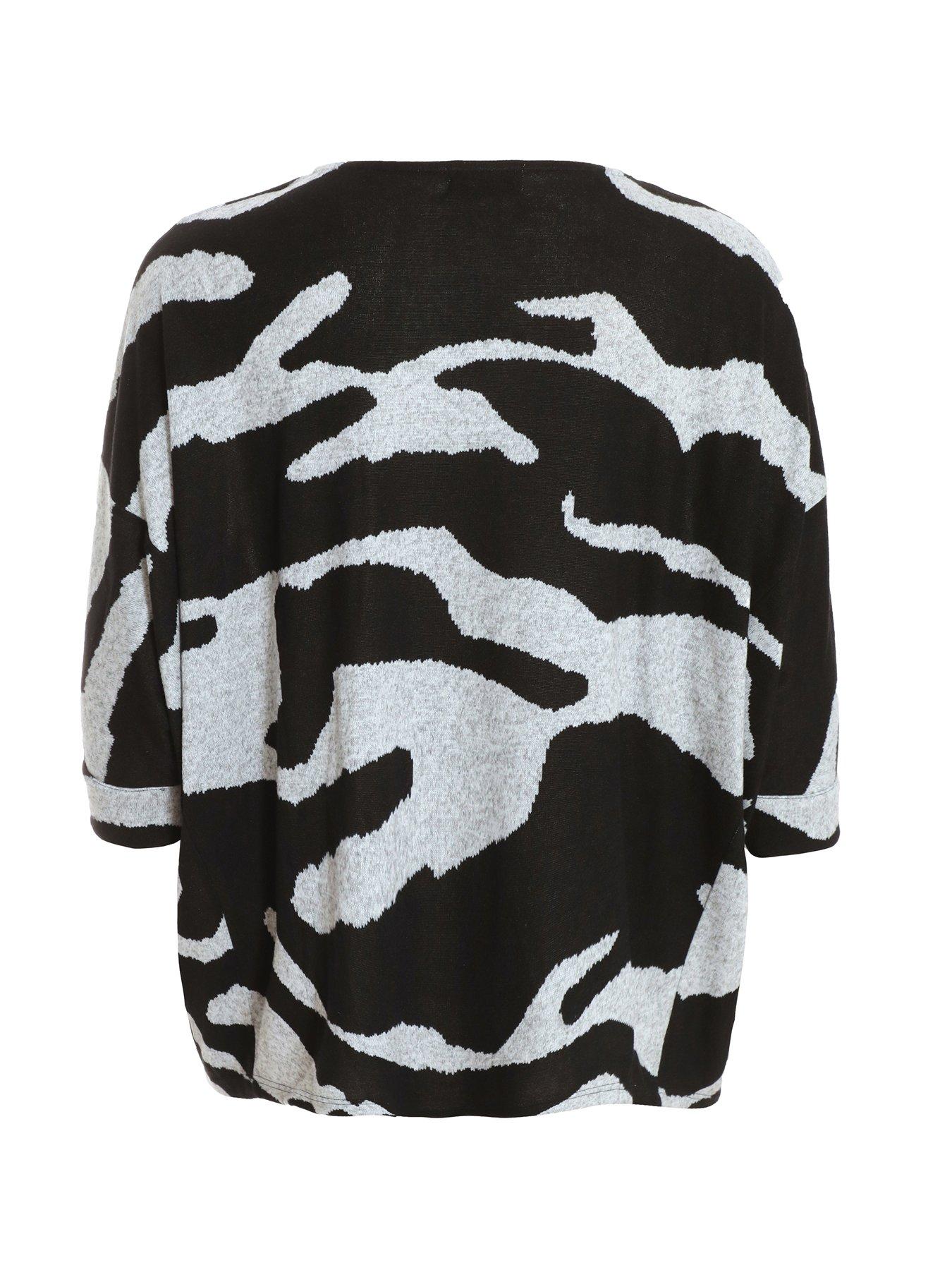  image of quiz-curve-curve-grey-absract-print-batwing-top