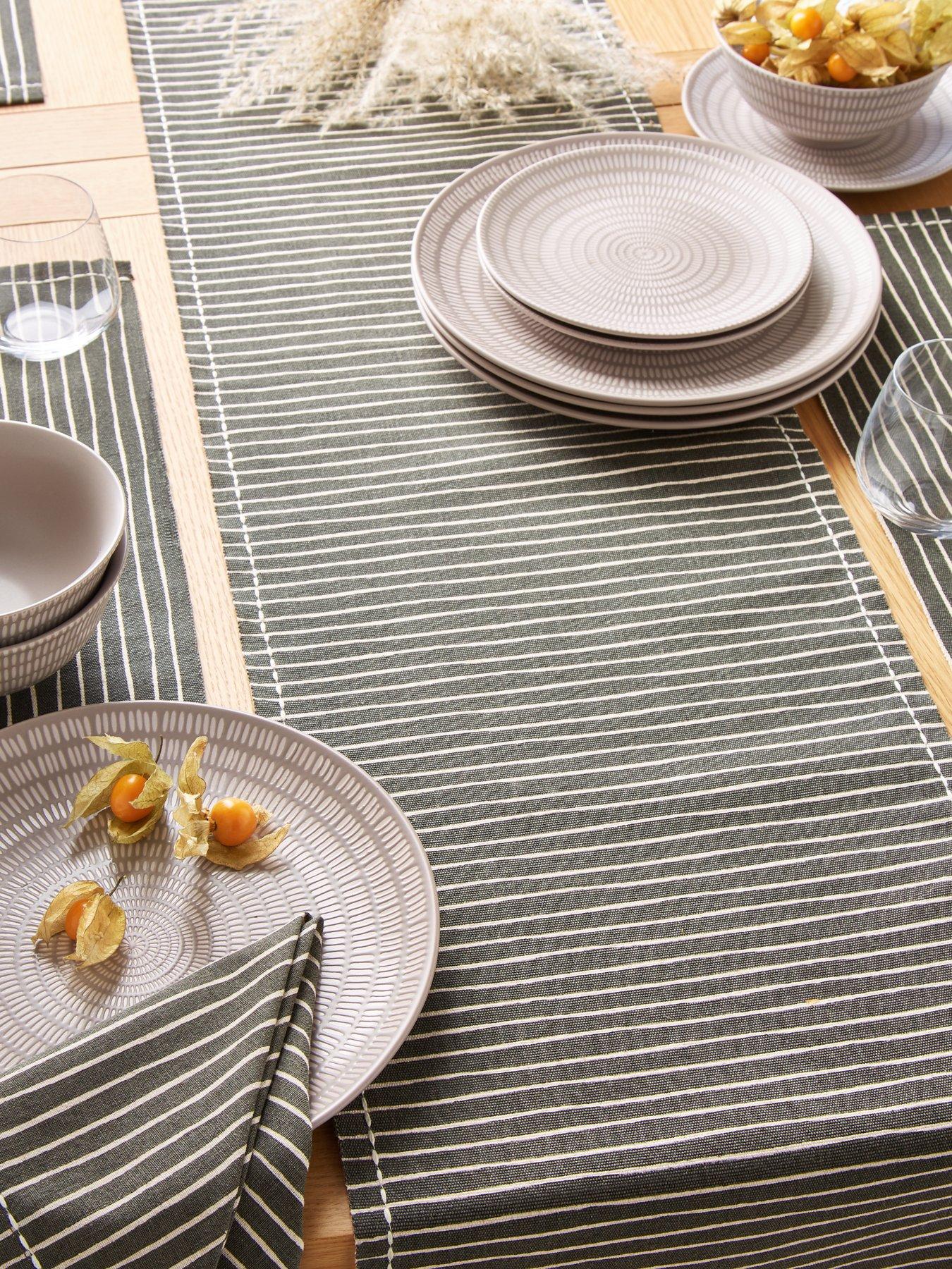 The Very Collection Charcoal Striped Table Runner