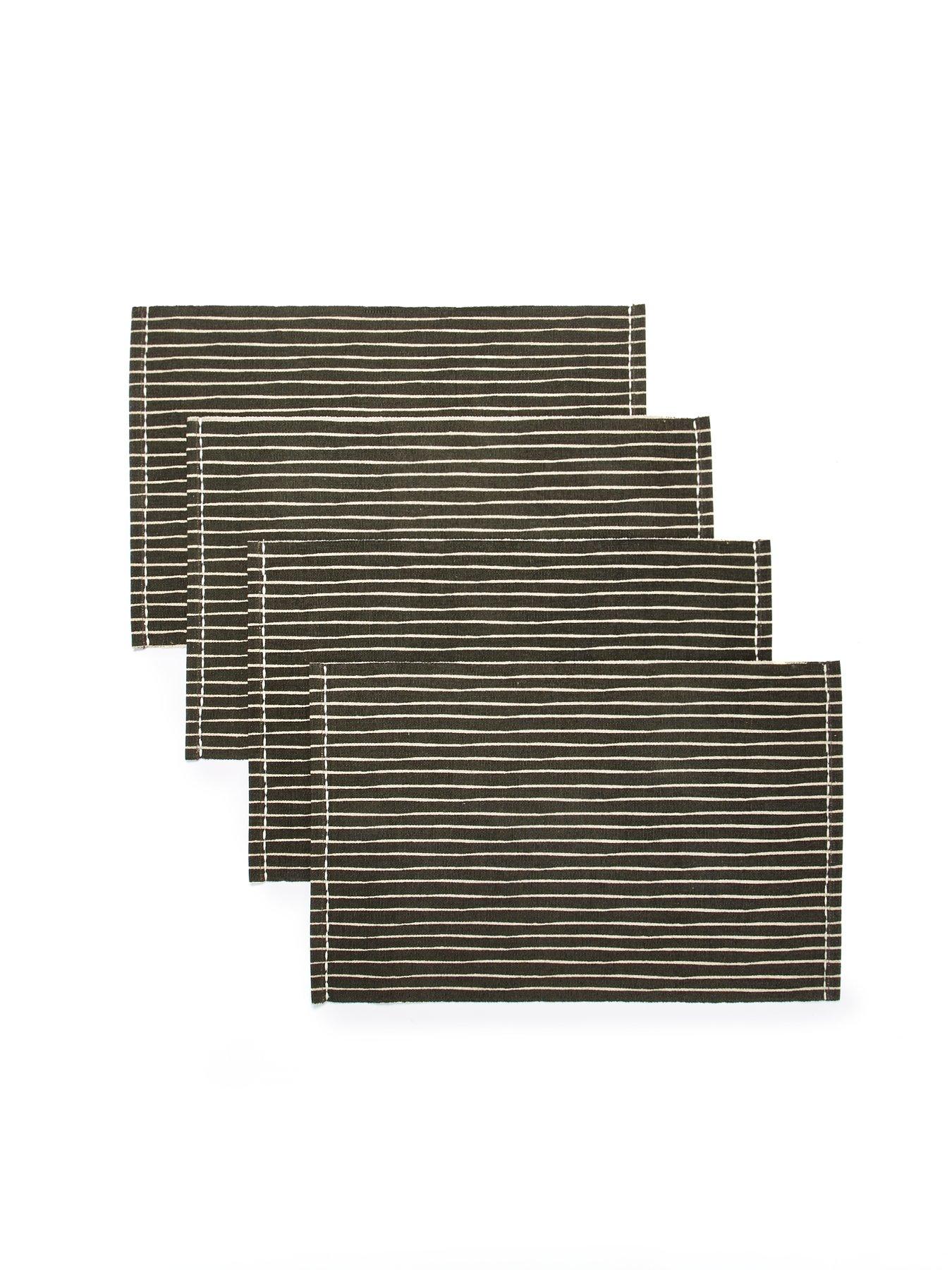 Image 4 of 4 of Very Home Set of 4 Charcoal Striped Placemats