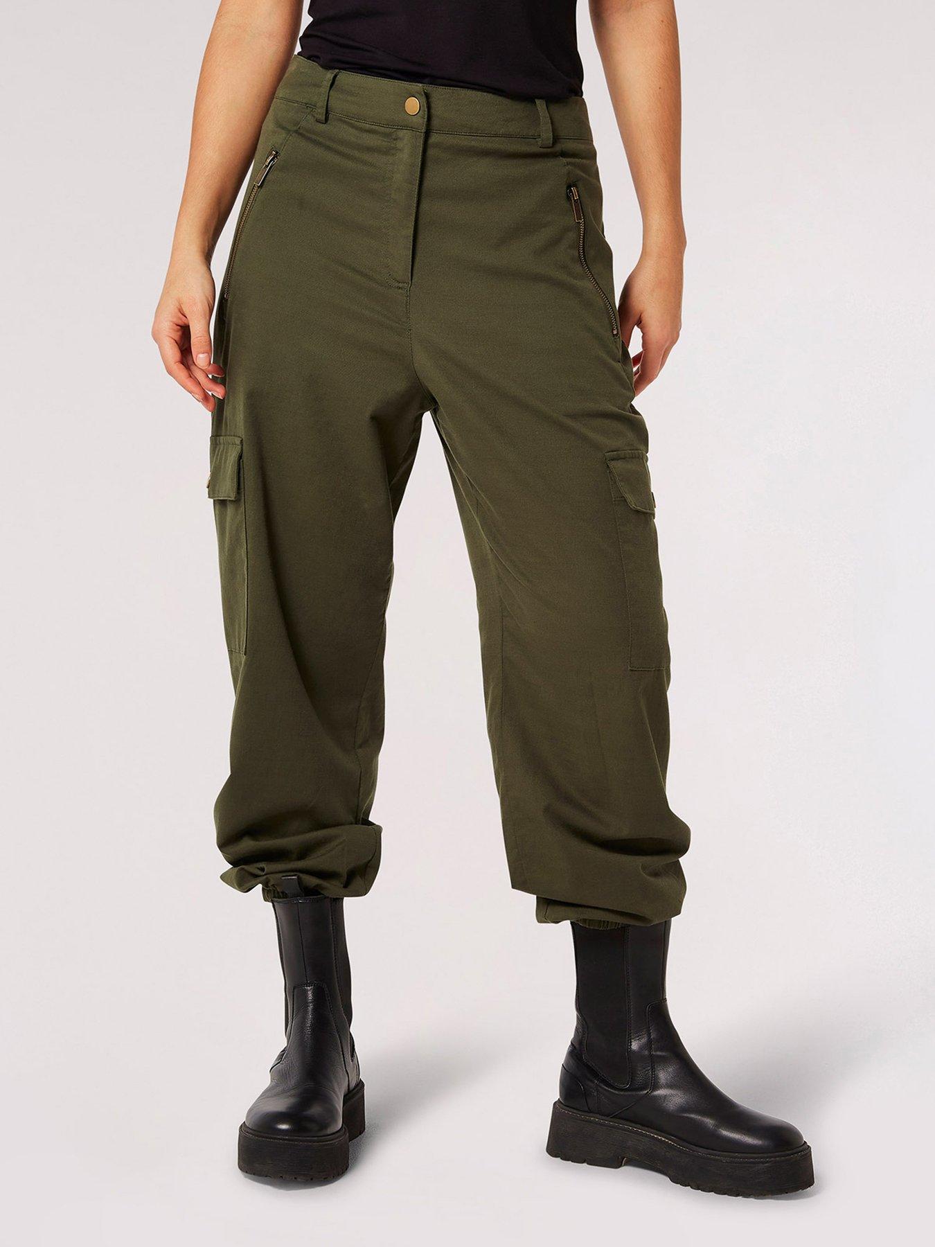 Khaki Drawstring Cuffed Cargo Trousers