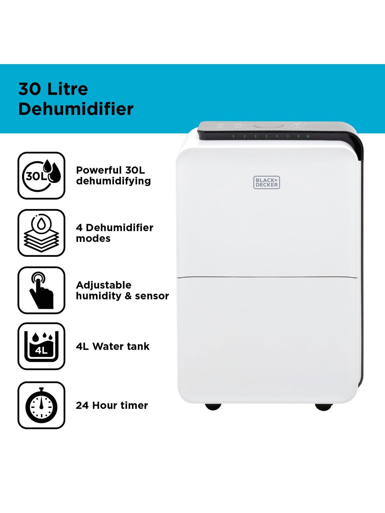  image of black-decker-30l-dehumidifier-24-hour-timer-4l-water-tank-white-nbspbxeh60008gb