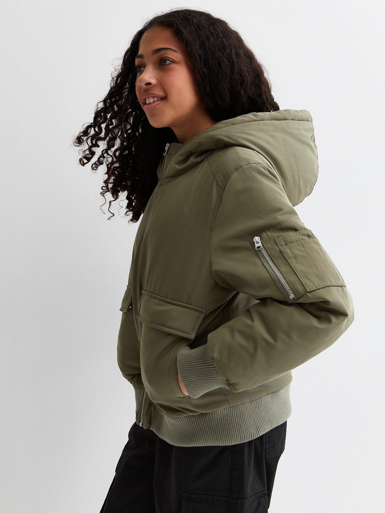 Girls khaki hot sale bomber jacket