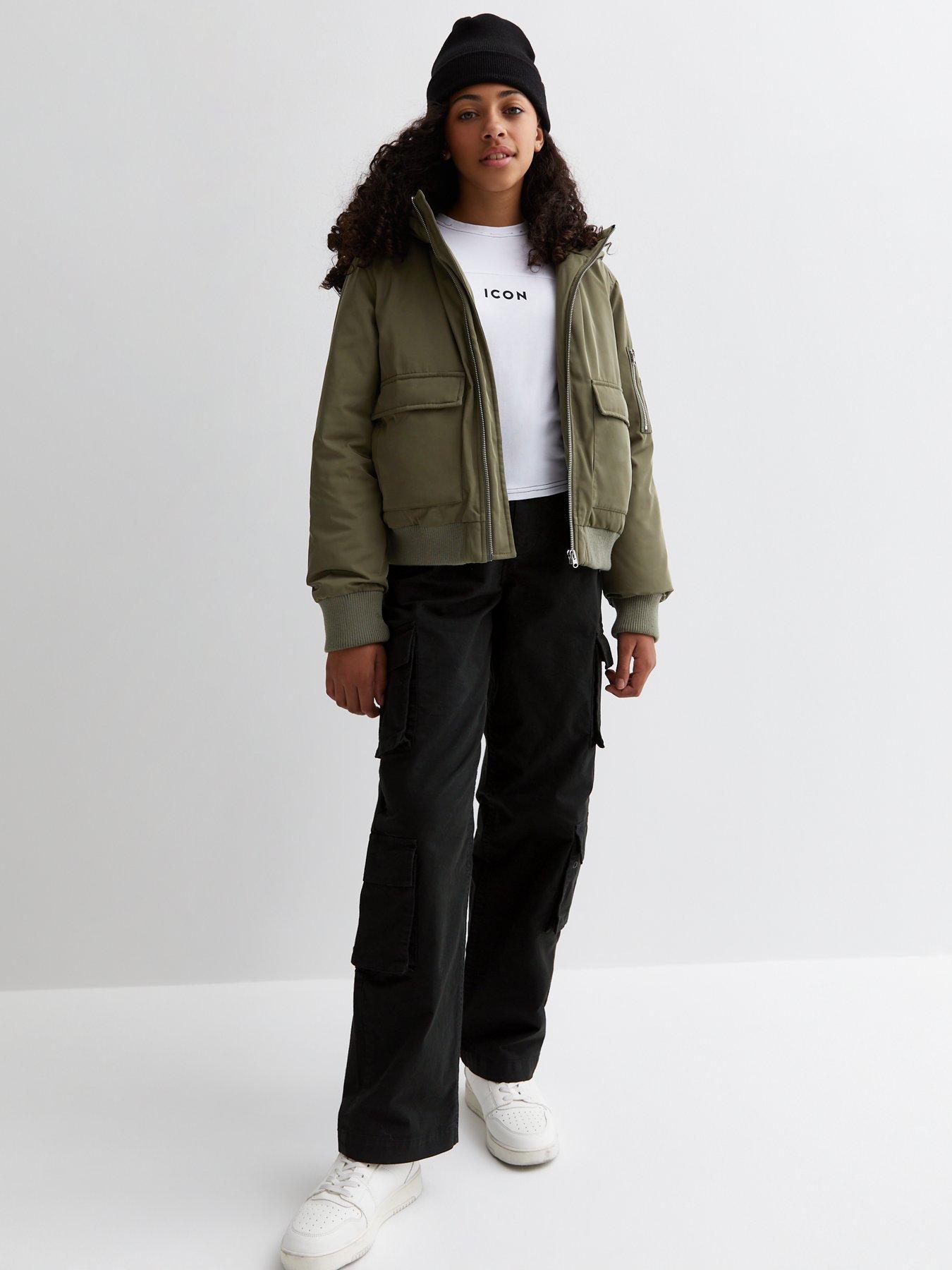 Girls hooded sales bomber jacket