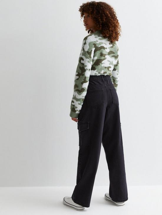 stillFront image of new-look-915-girls-black-high-waist-ronnie-cargo-jeans