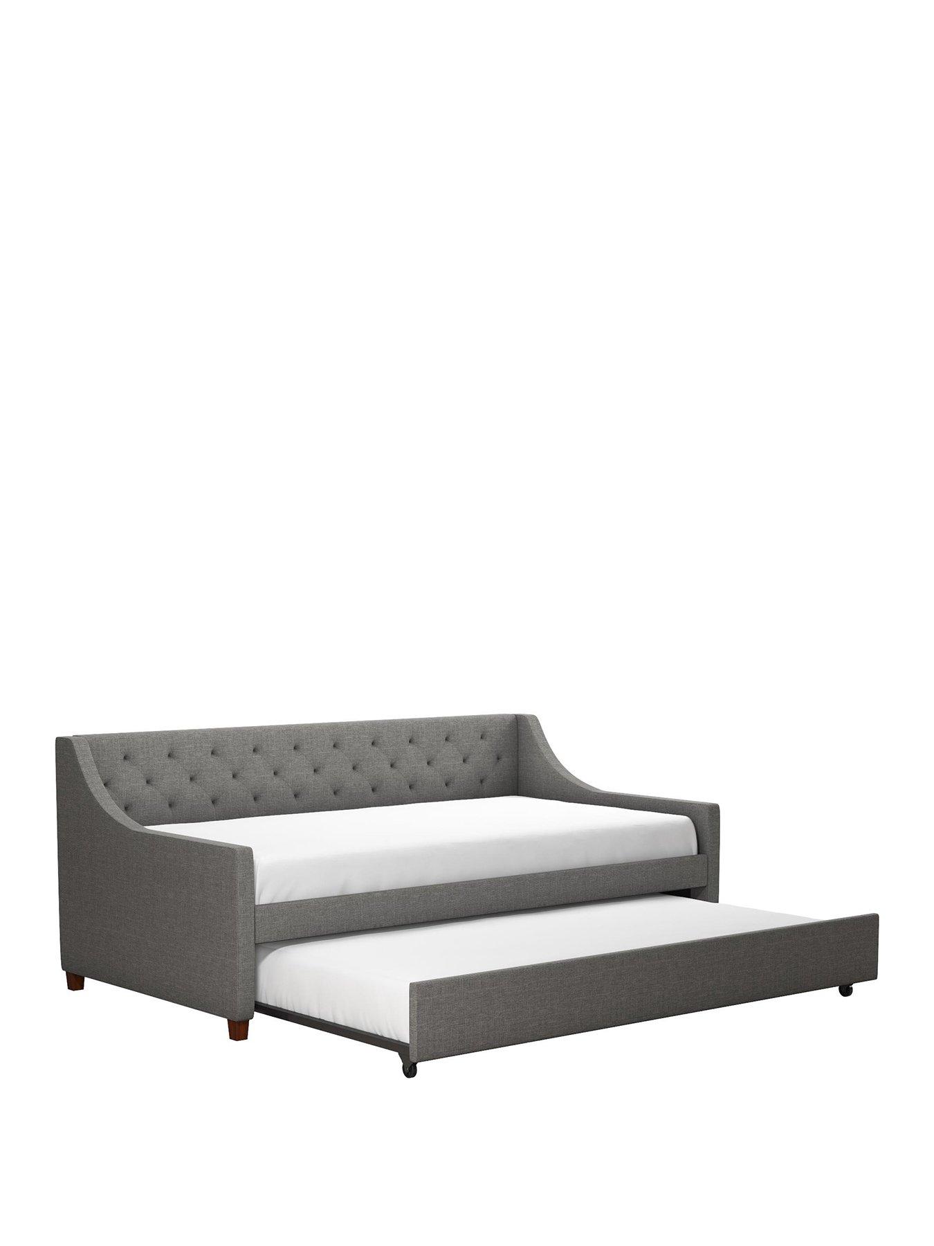  image of novogratz-elena-single-linen-daybed-with-trundle-grey