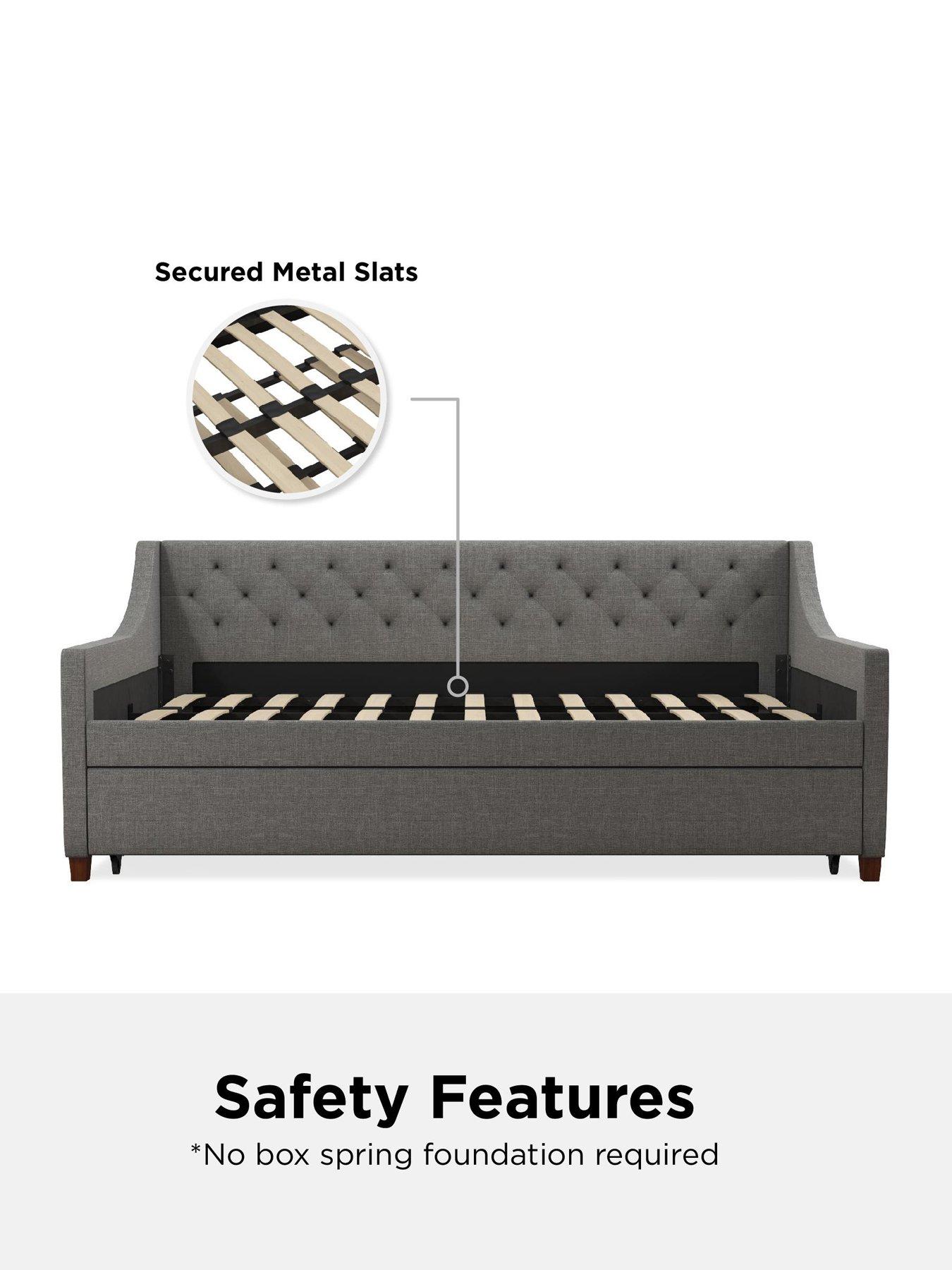  image of novogratz-elena-single-linen-daybed-with-trundle-grey
