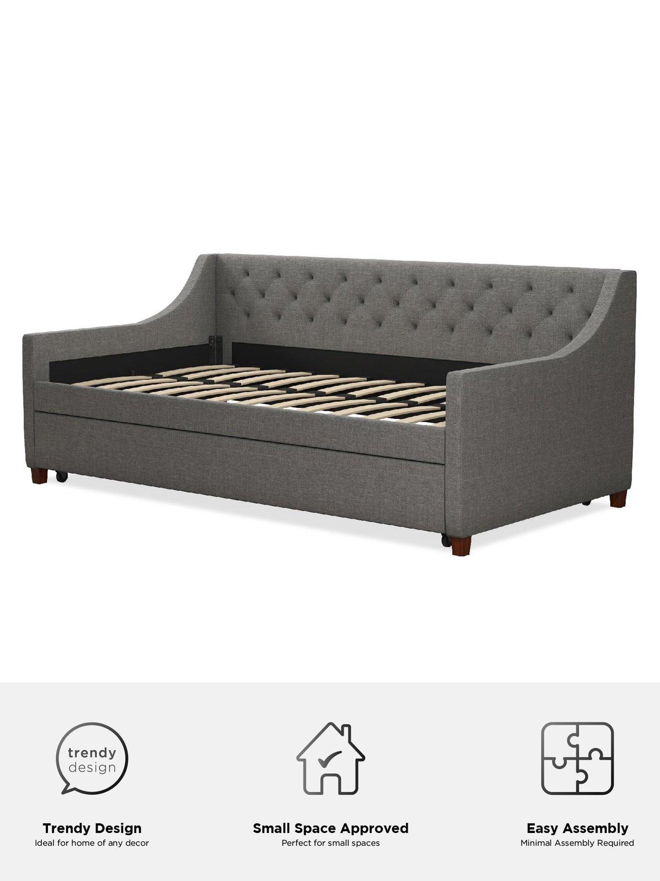  image of novogratz-elena-single-linen-daybed-with-trundle-grey