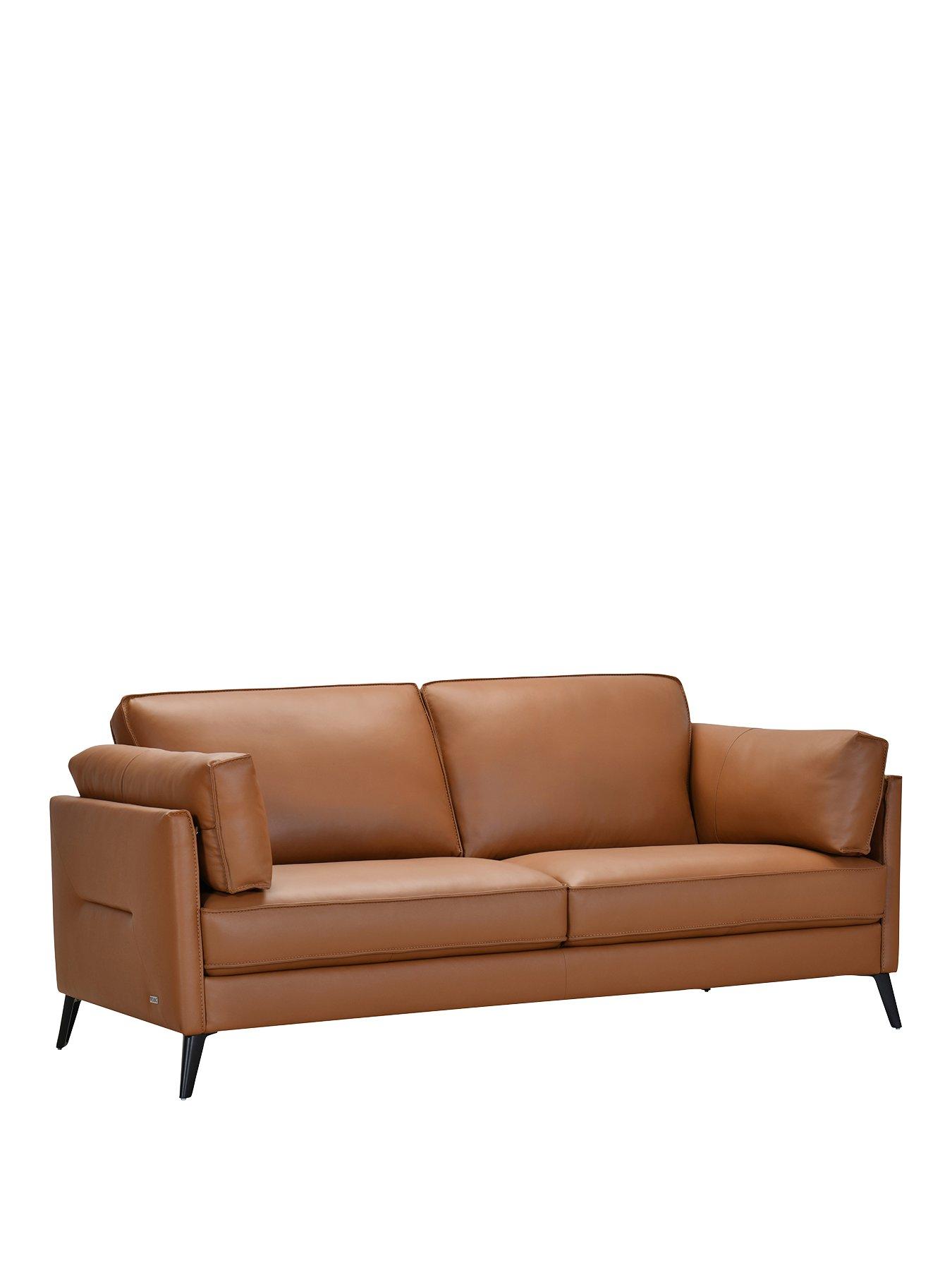Image 3 of 5 of The Very Collection New Sasha 3 Seater Leather/Faux Leather Sofa - Tan - FSC&reg; Certified