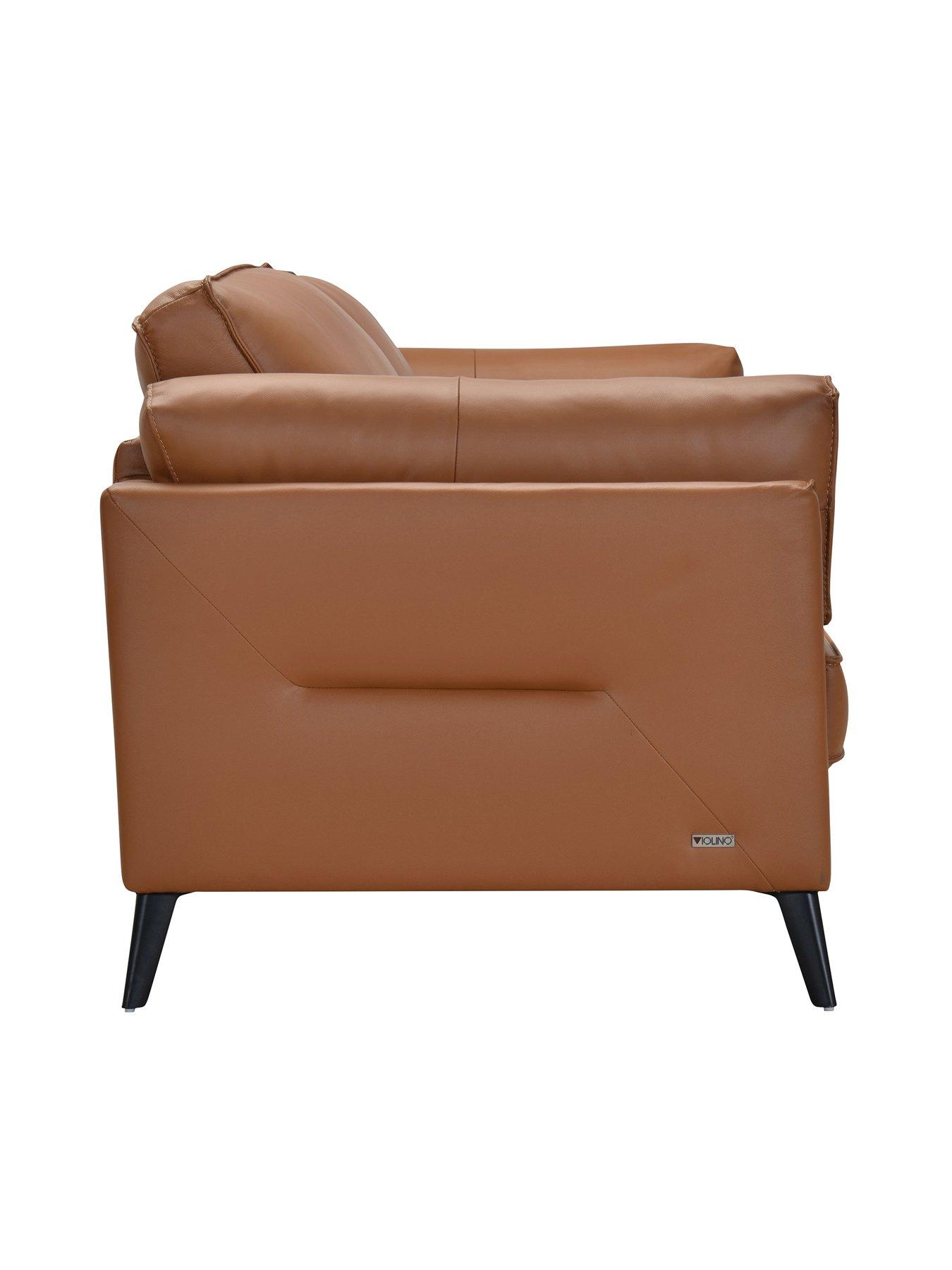 Image 4 of 5 of The Very Collection New Sasha 3 Seater Leather/Faux Leather Sofa - Tan - FSC&reg; Certified