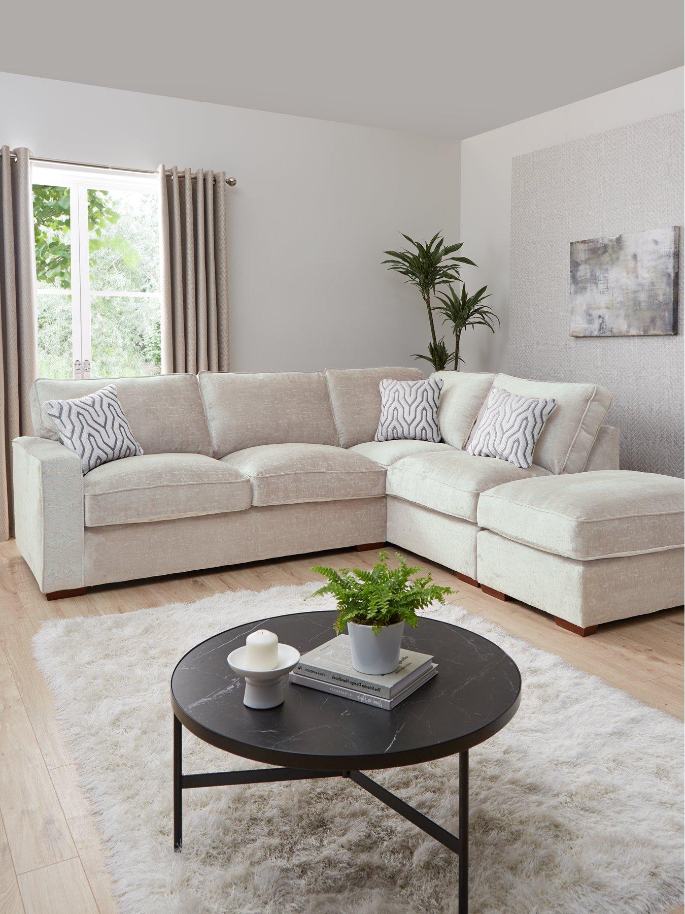 undefined Elsa Left Hand Scatter Back Corner Chaise With Footstool - Made to Order in the UK