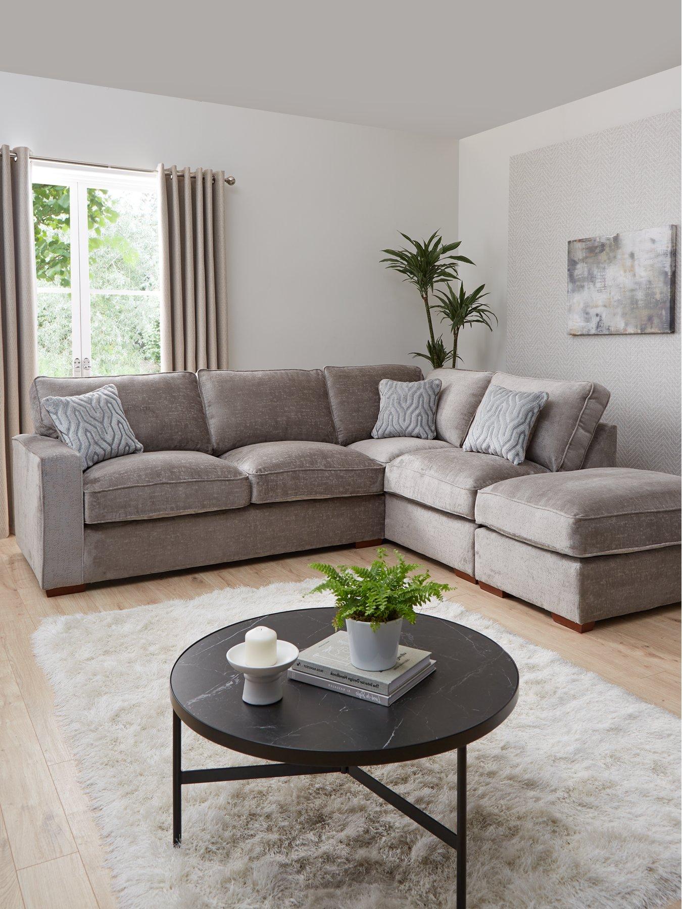 undefined Elsa Left Hand Scatter Back Corner Chaise With Footstool - Made to Order in the UK