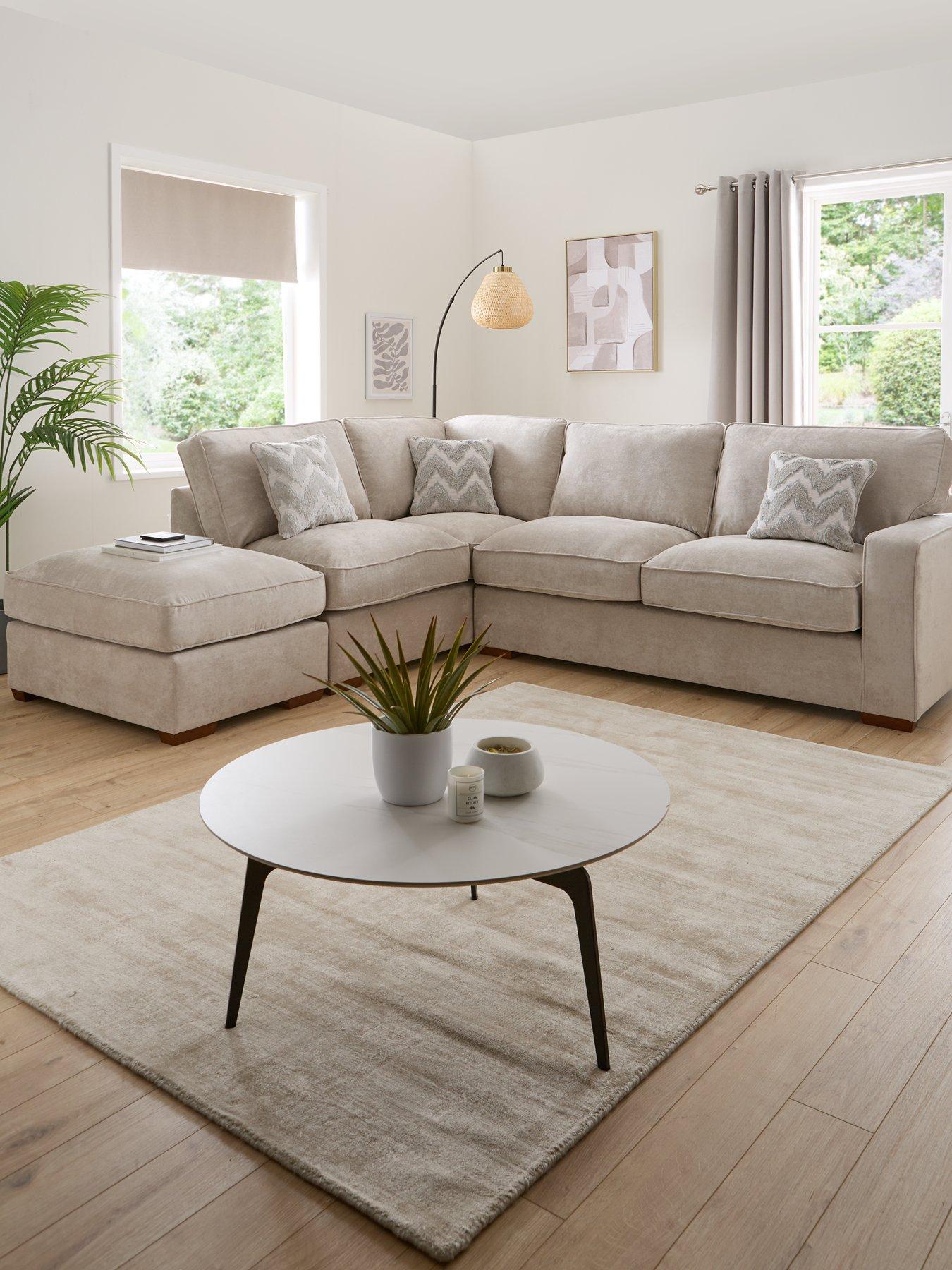 Image 1 of 7 of Very Home Jenna Left Hand Fabric Corner Chaise with Footstool&nbsp;- Made to Order in the UK