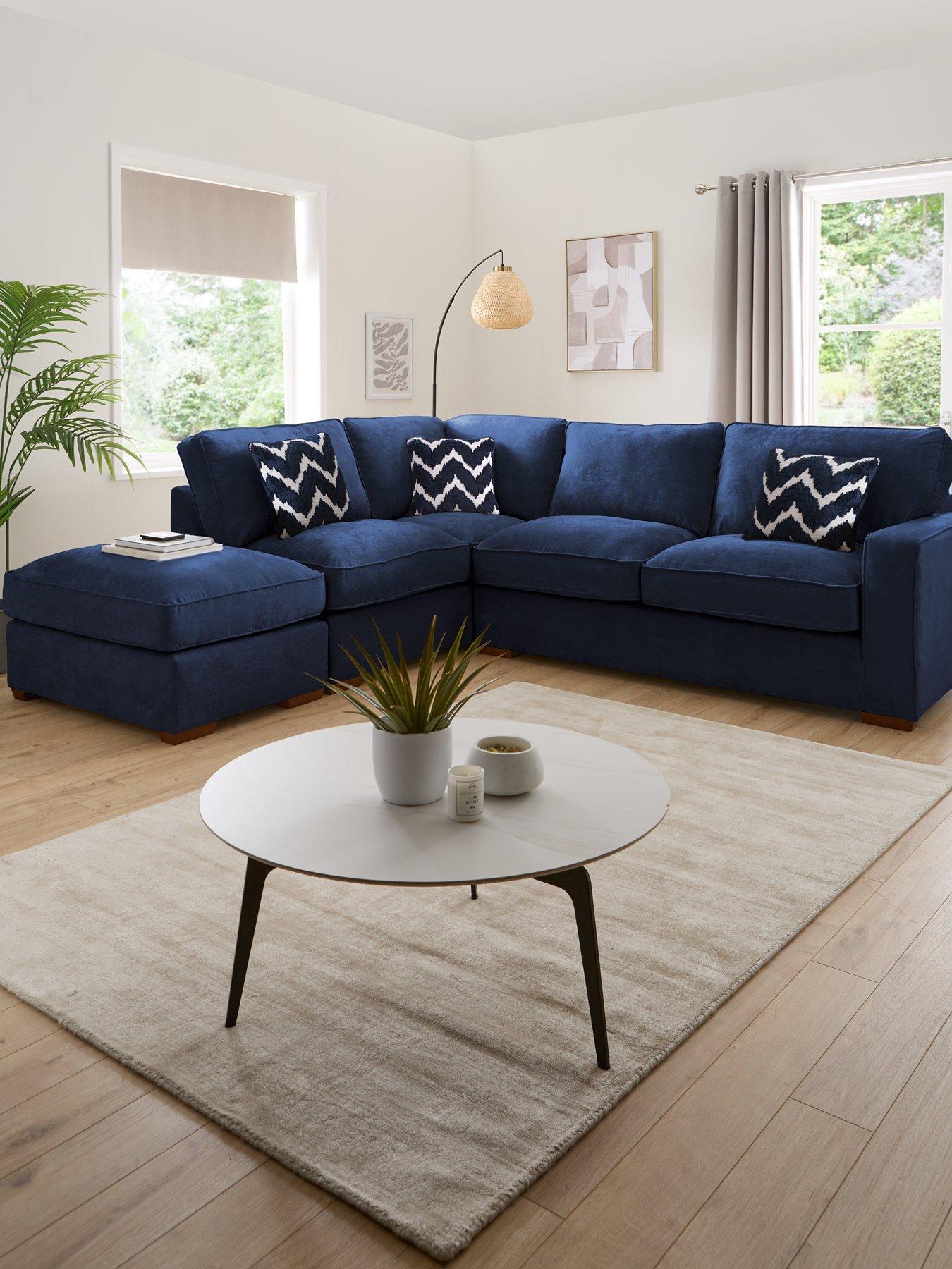 undefined Jenna Left Hand Fabric Corner Chaise with Footstool - Made to Order in the UK