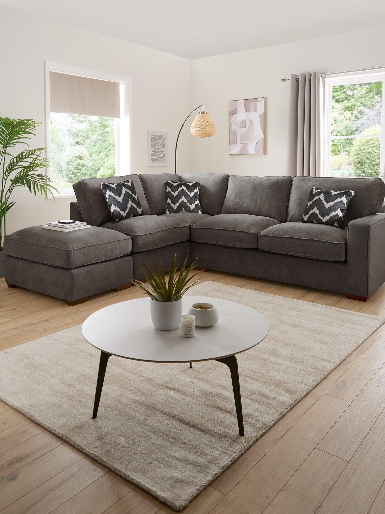 The Very Collection Jenna Left Hand Fabric Corner Chaise with Footstool - Made to Order in the UK - FSC® Certified