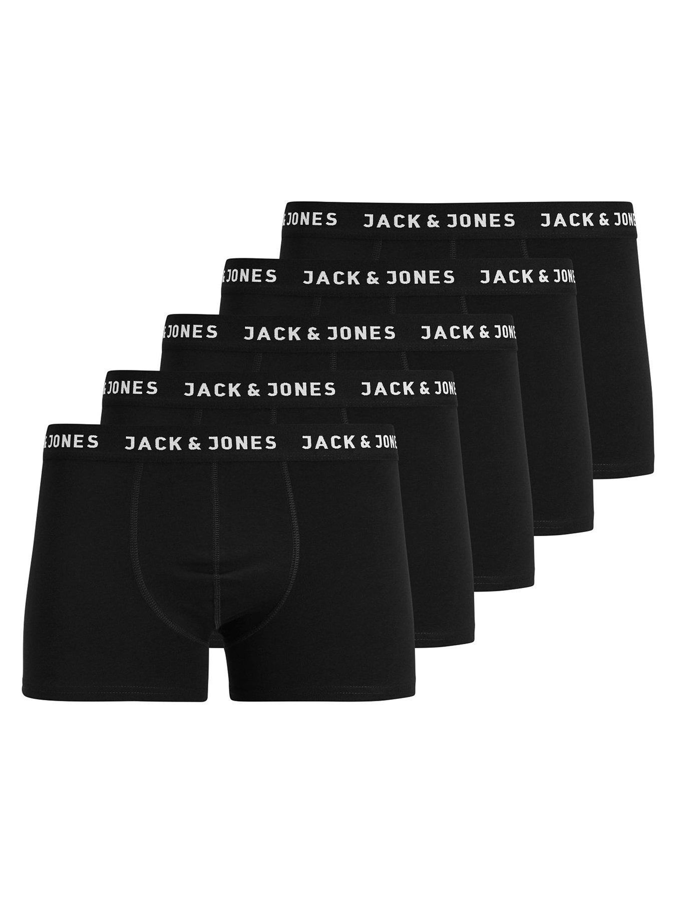 Image 1 of 1 of Jack & Jones Jack &amp; Jones 5-pack Logo Waistband Trunks - Black