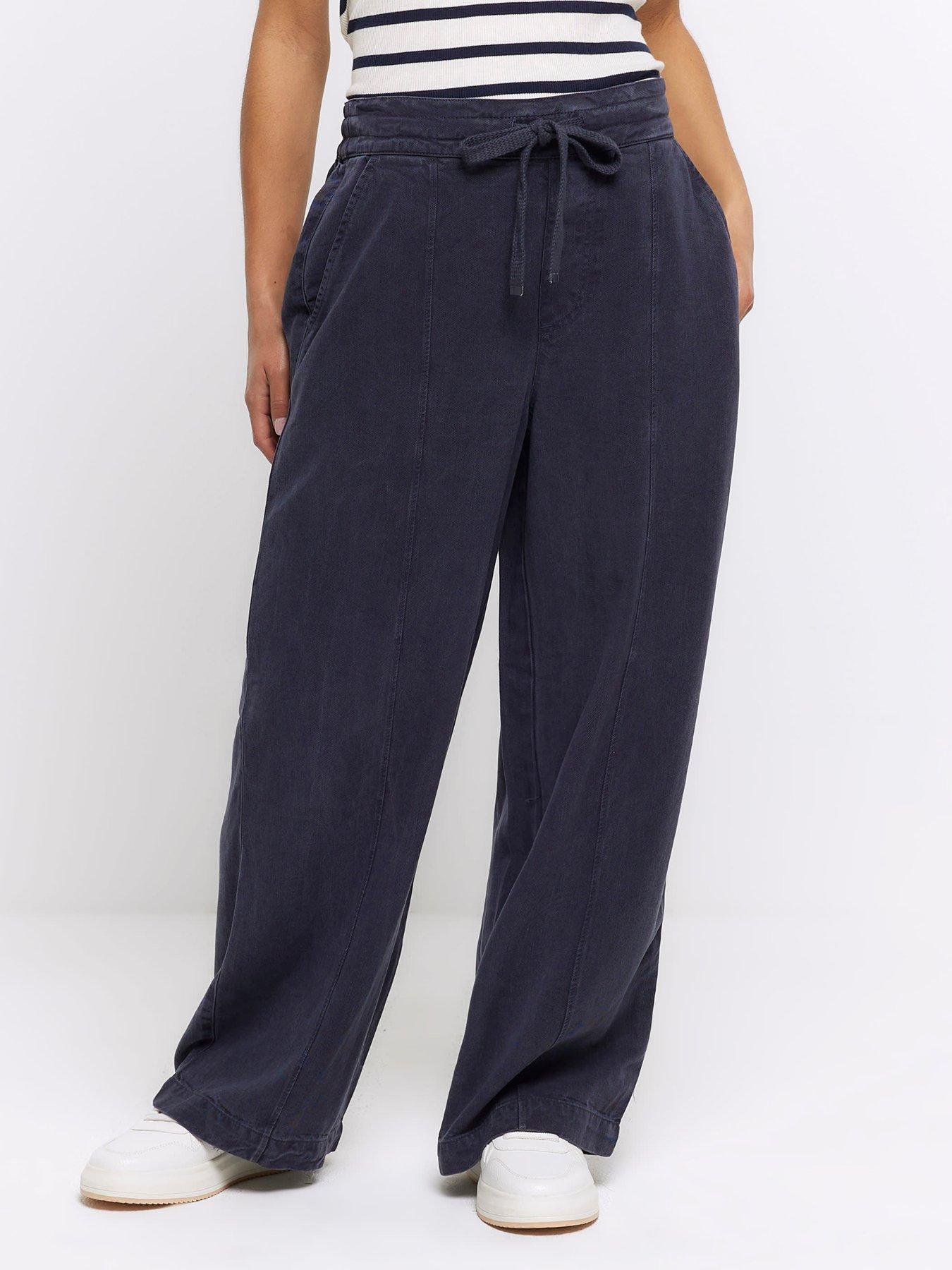 Navy petite hotsell wide leg trousers