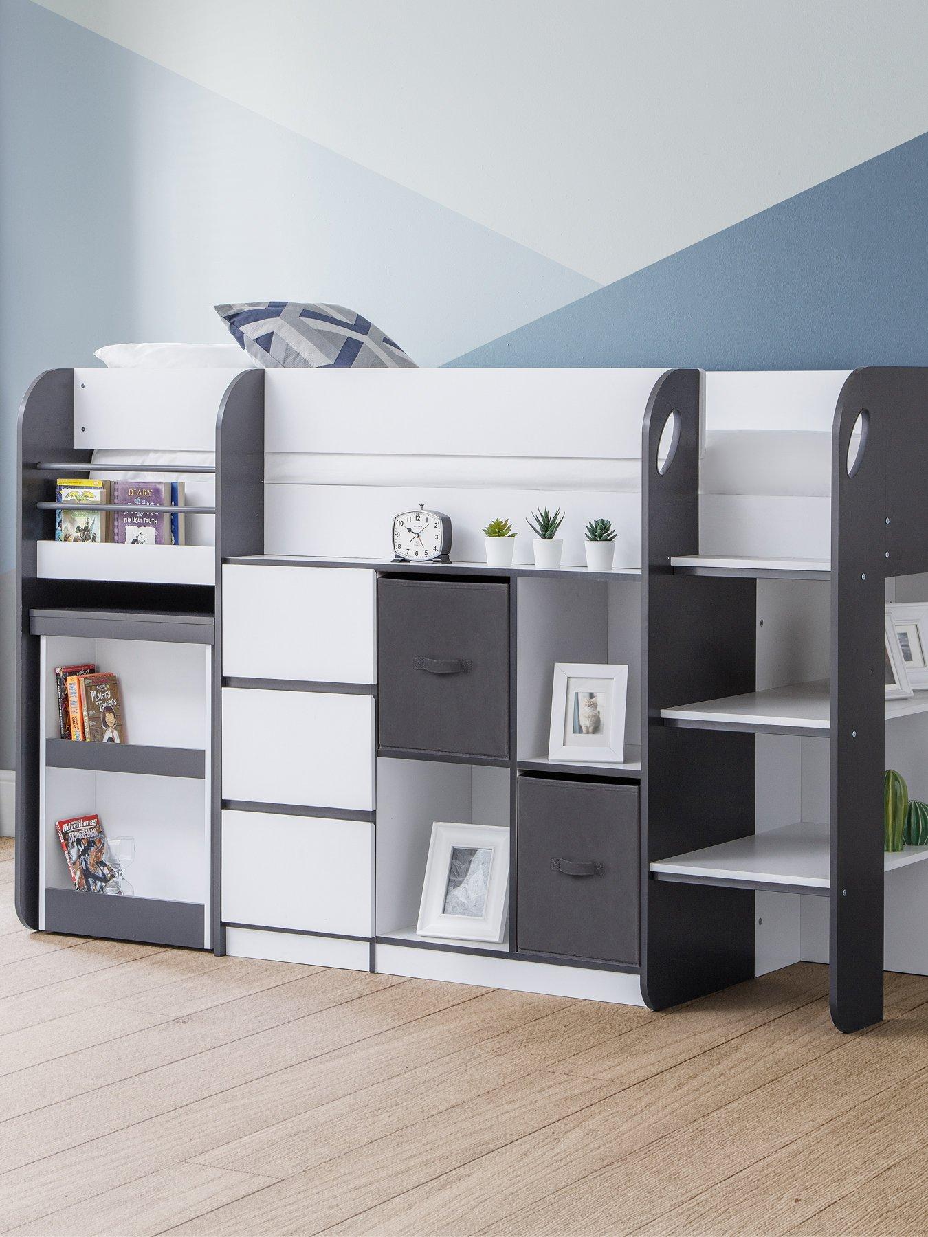 front image of julian-bowen-saturn-mid-sleeper-bed-with-desk-drawers-and-shelving-anthracite