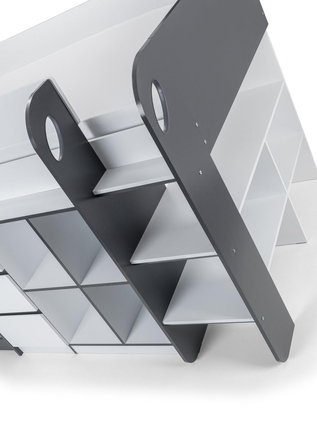  image of julian-bowen-saturn-mid-sleeper-bed-with-desk-drawers-and-shelving-anthracite