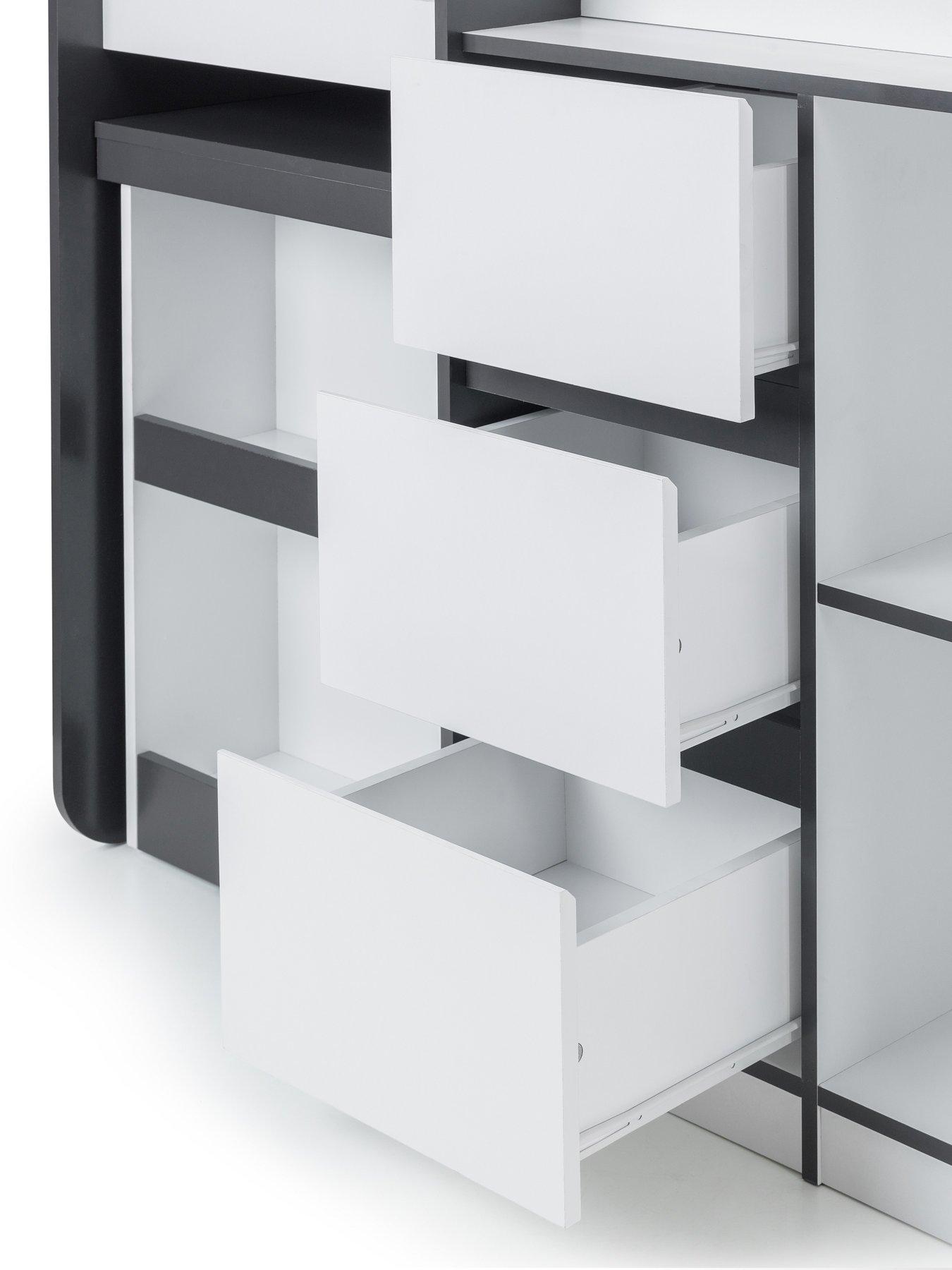  image of julian-bowen-saturn-mid-sleeper-bed-with-desk-drawers-and-shelving-anthracite