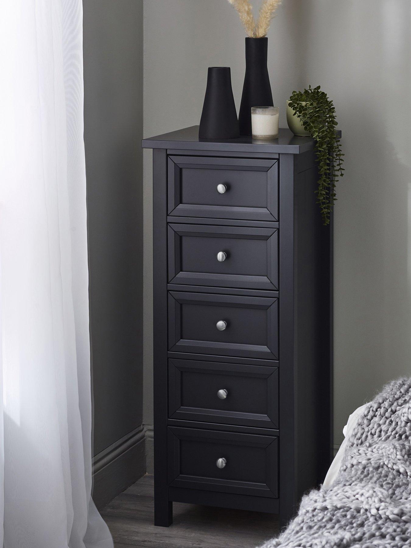 Julian Bowen Maine 5 Drawer Tall Chest Anthracite