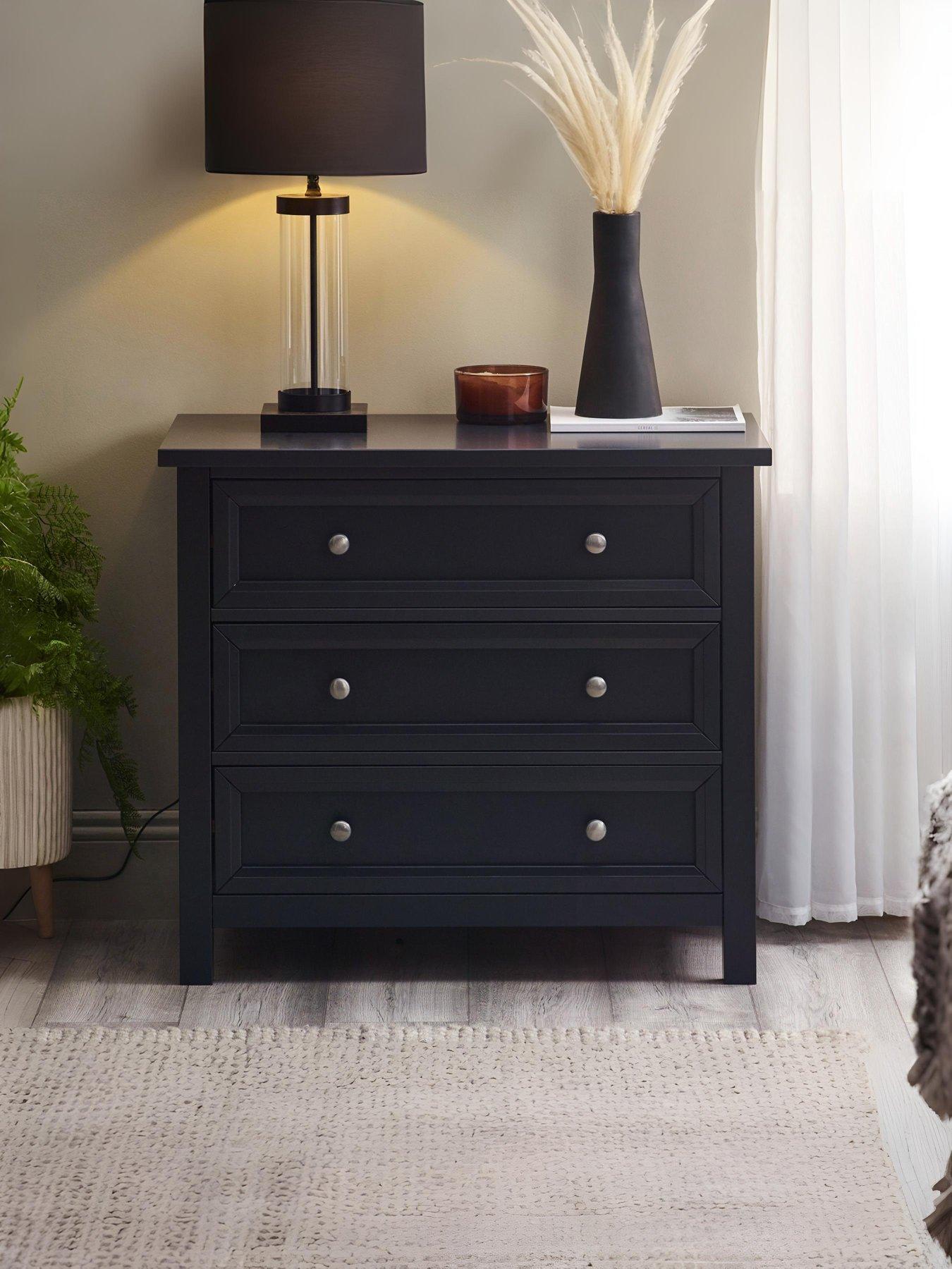 undefined Maine 3 Drawer Wide Chest - Black