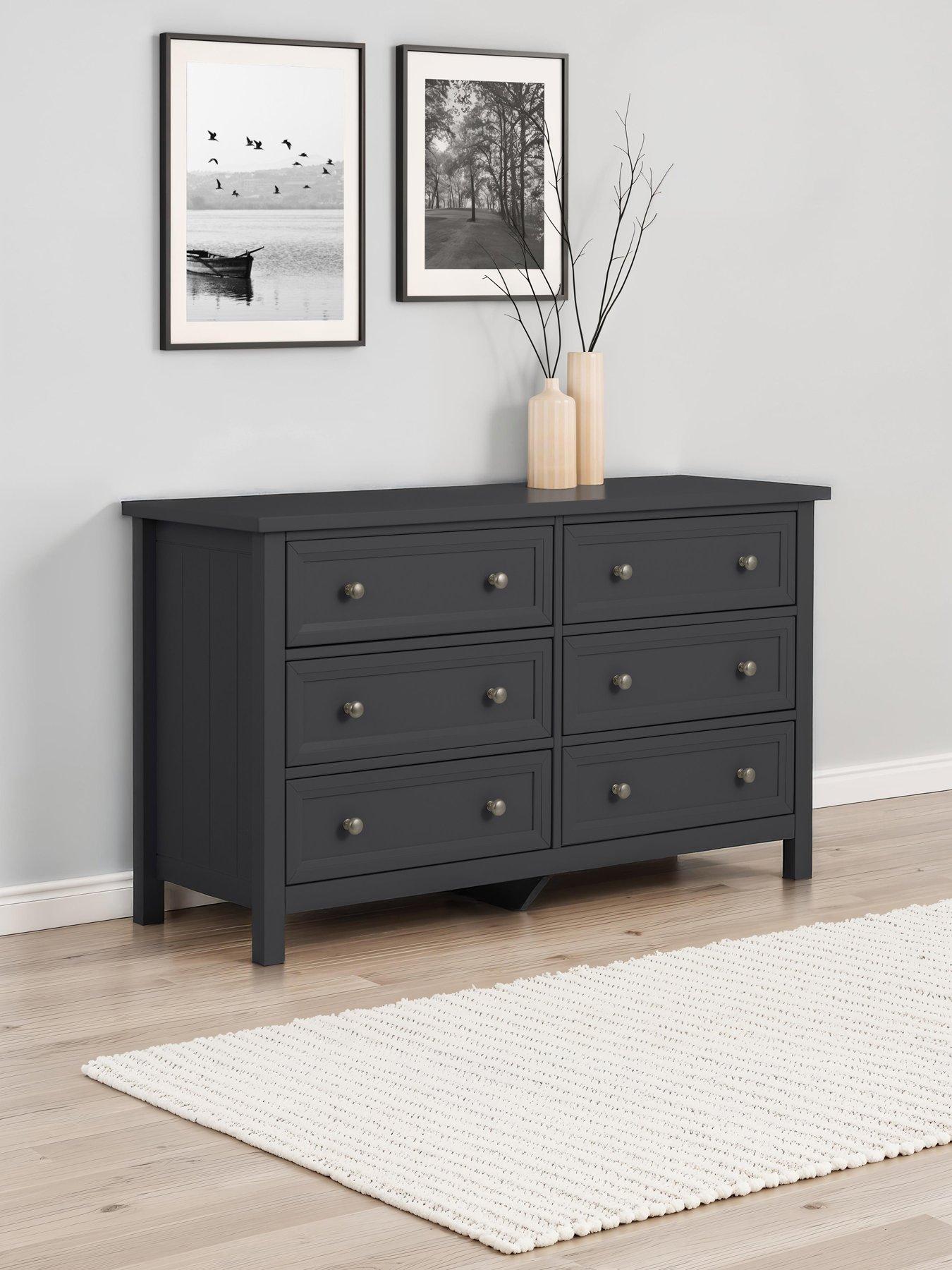 Julian Bowen Maine 6 Drawer Wide Chest Anthracite