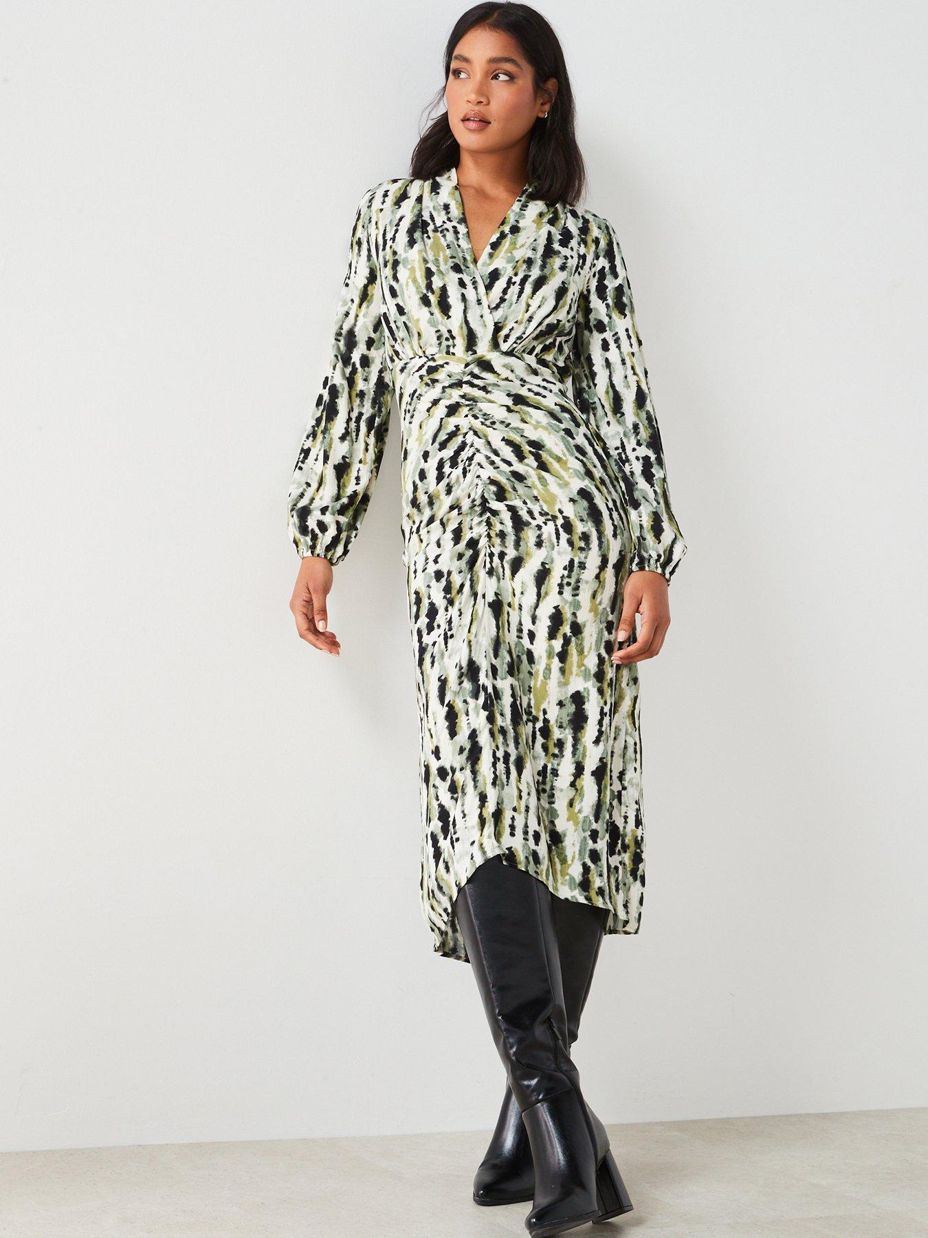 undefined Leonor Printed Ruched Detail Midi Dress - Multi