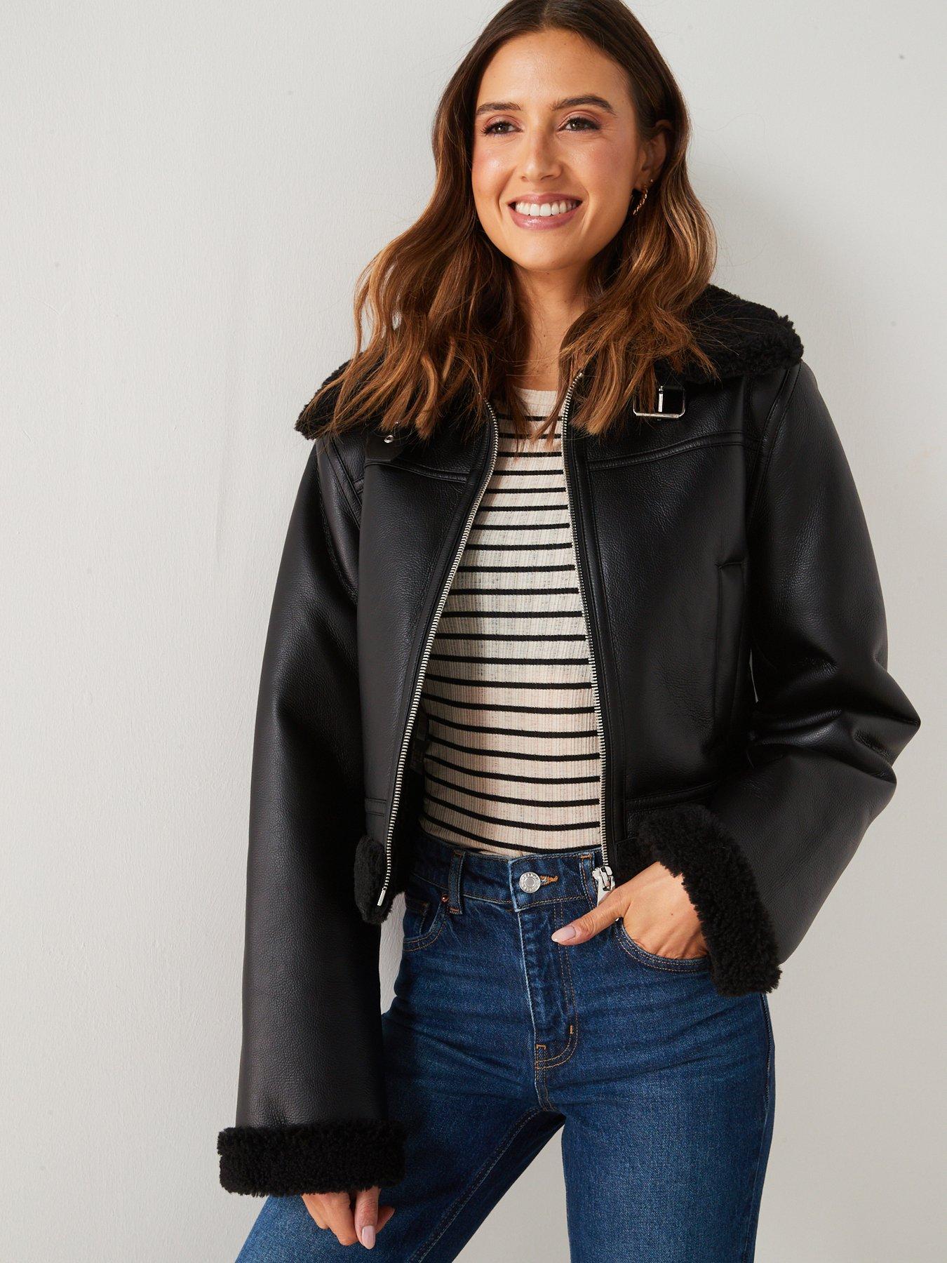 Leather effect biker jacket best sale