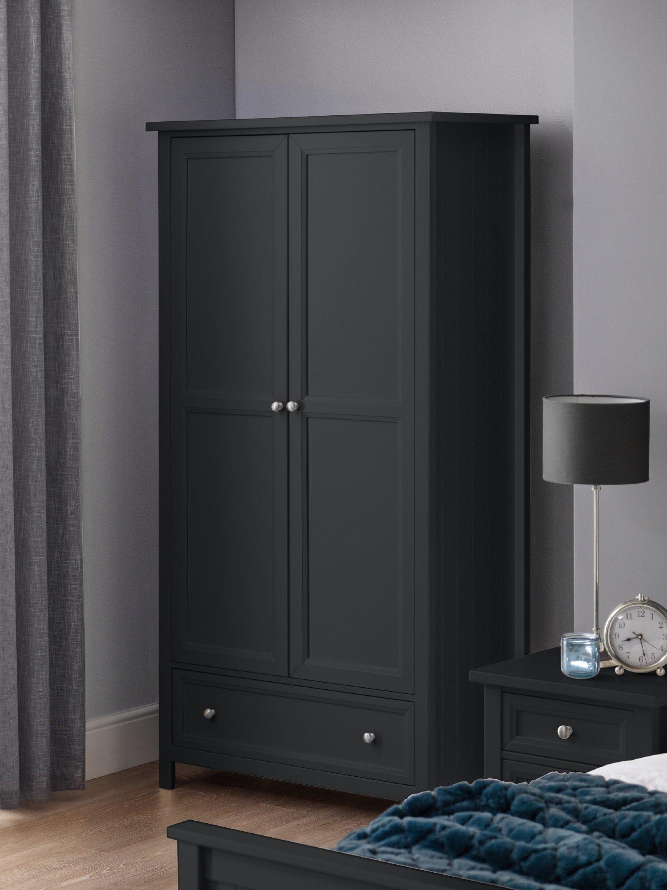  image of julian-bowen-maine-2-door-1nbspdrawer-wardrobe-black