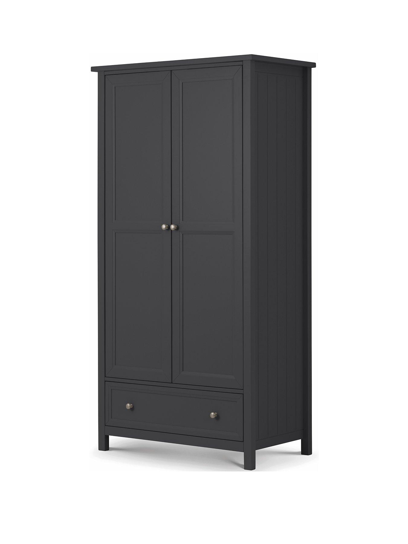  image of julian-bowen-maine-2-door-1nbspdrawer-wardrobe-black