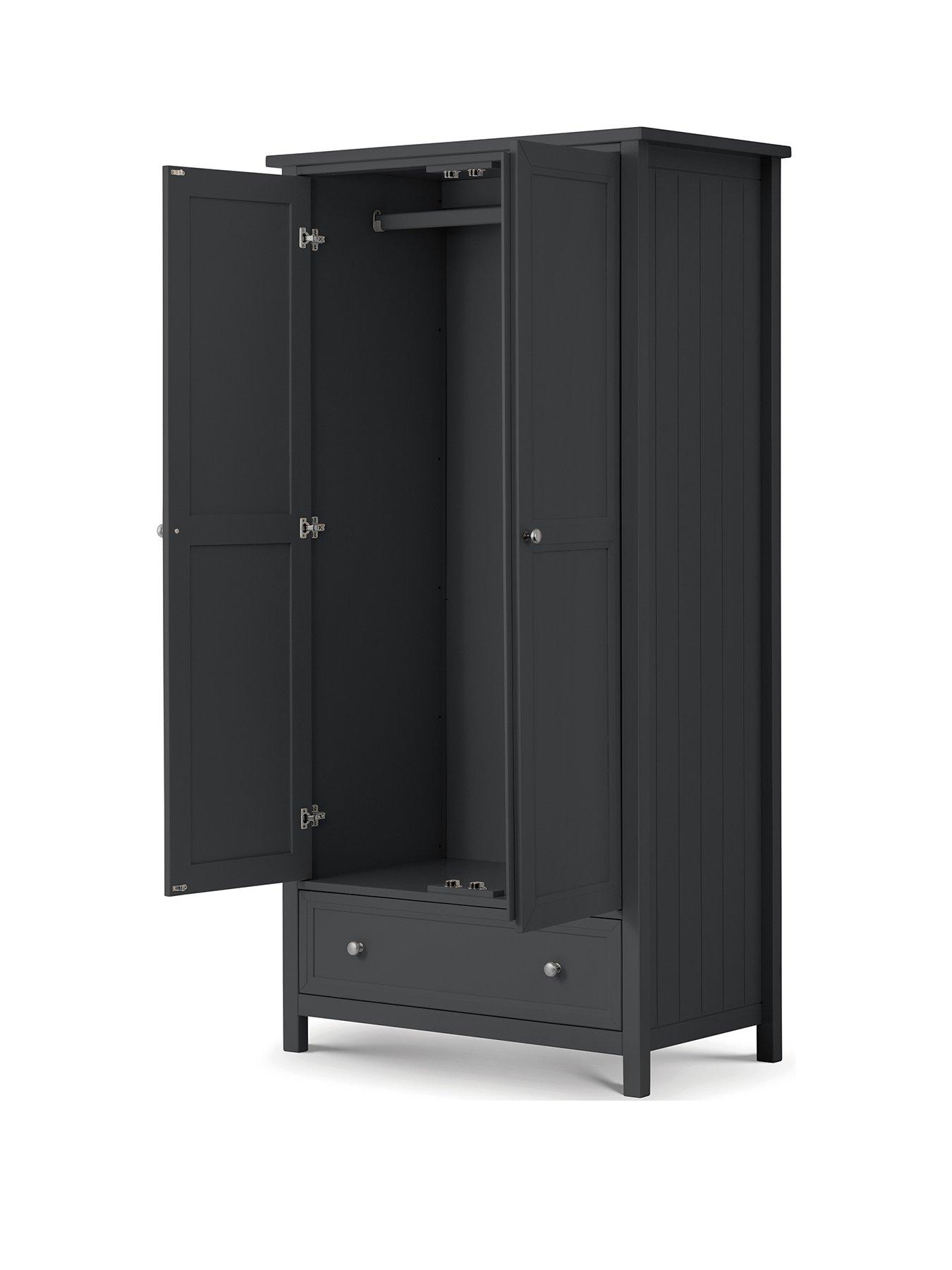 image of julian-bowen-maine-2-door-1nbspdrawer-wardrobe-black