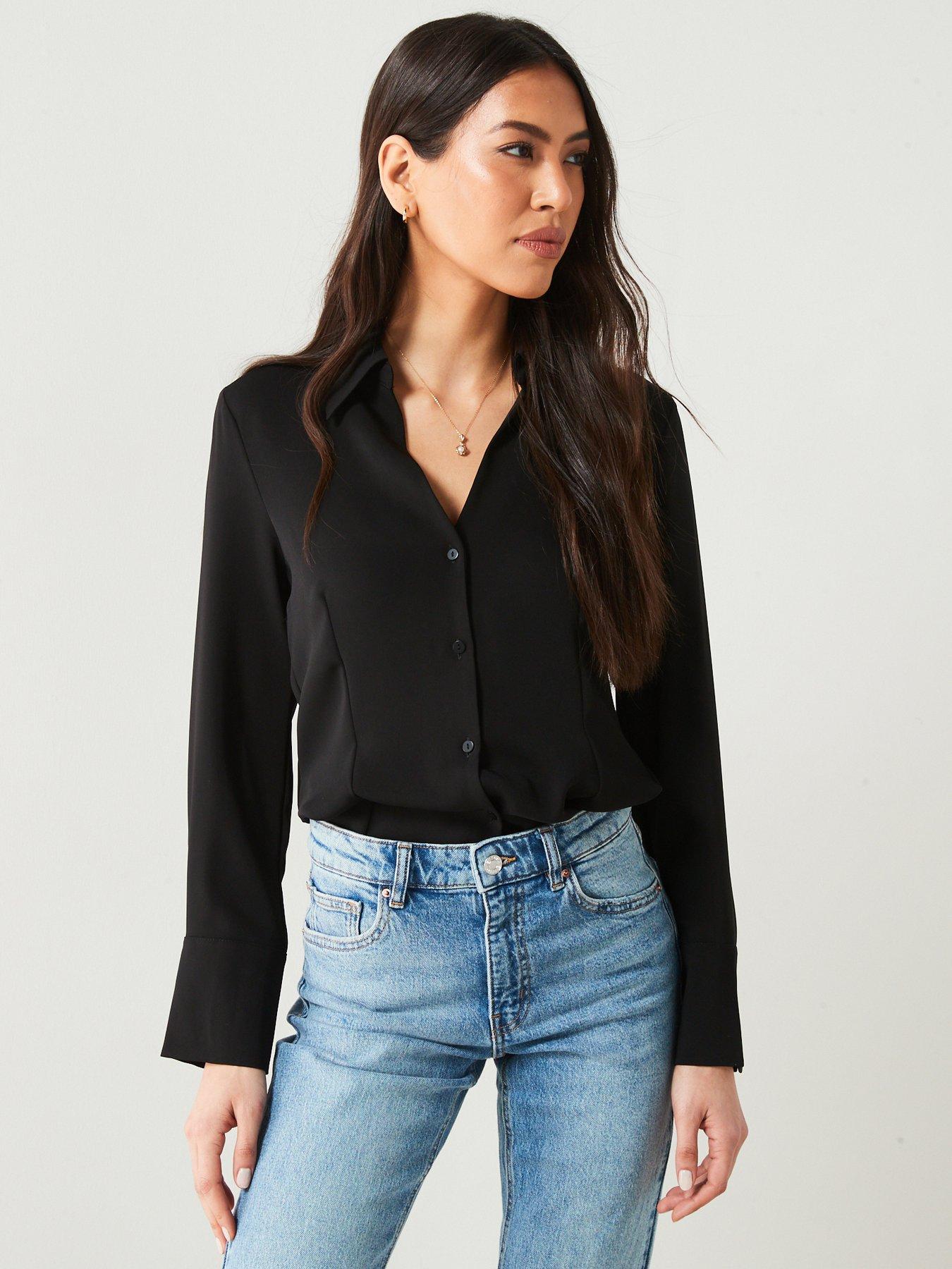 In The Style Perrie Sian Textured Shirt - Black