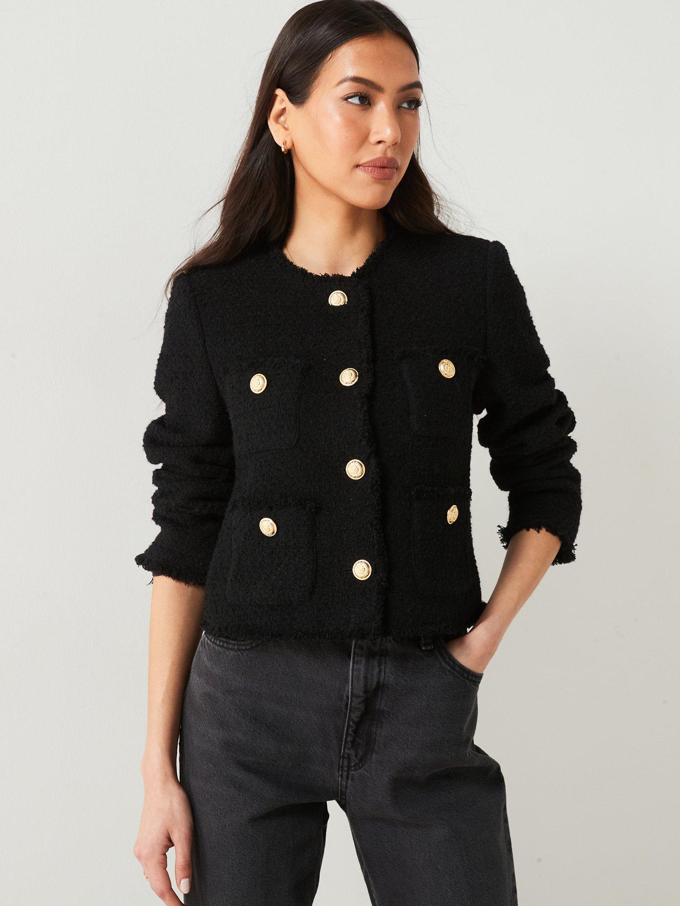 Monsoon Poppy Tweed Jacket - Black