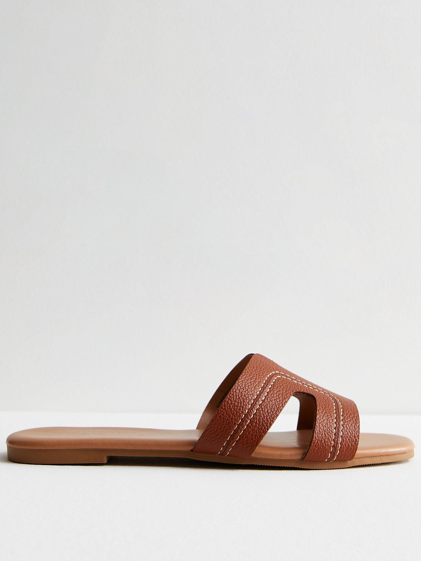 Tan on sale leather sliders